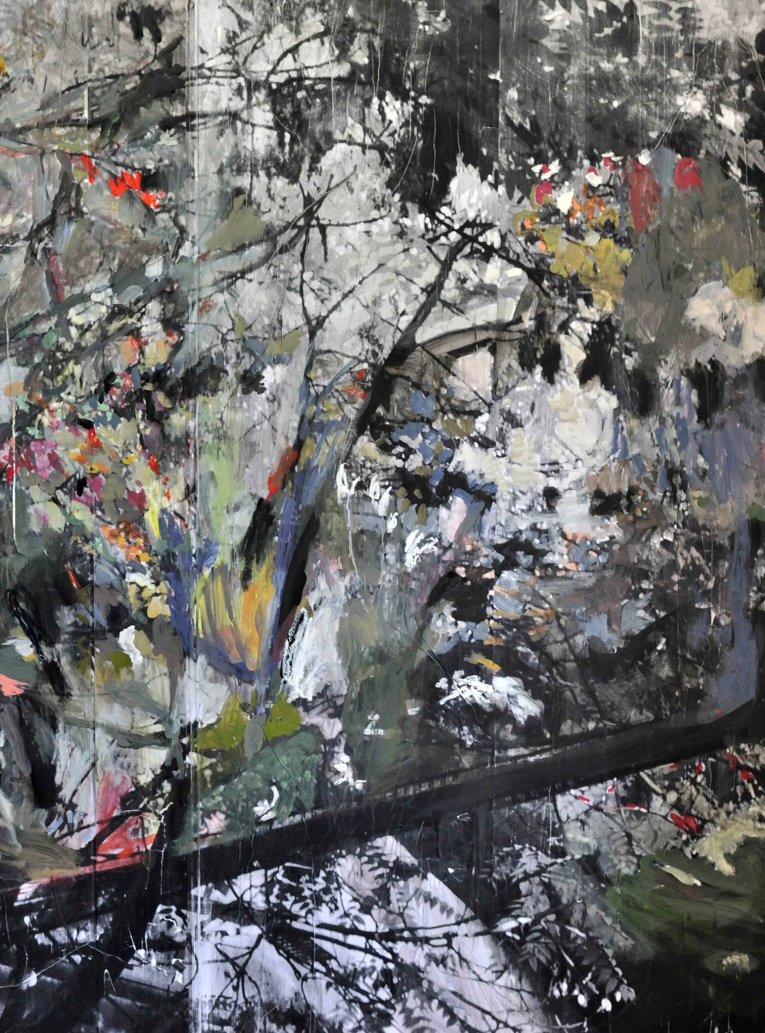 Jungle — Neuwest , 2014 gouache and oil on c-print, pasted on wall 150 x 210 cm