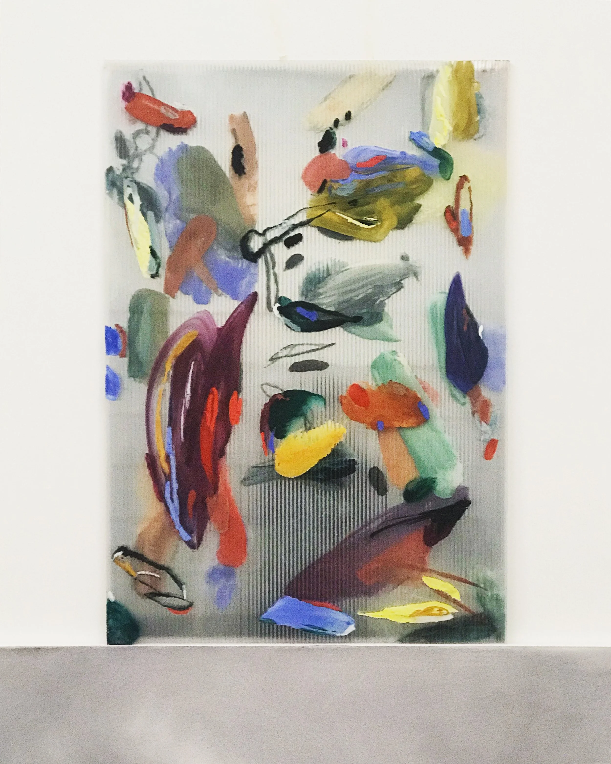   Untitled (Mascarades) , 2018 oil and gouache on polycarbonate, two-way mirror 88 x 61 cm   Private collection, New York    