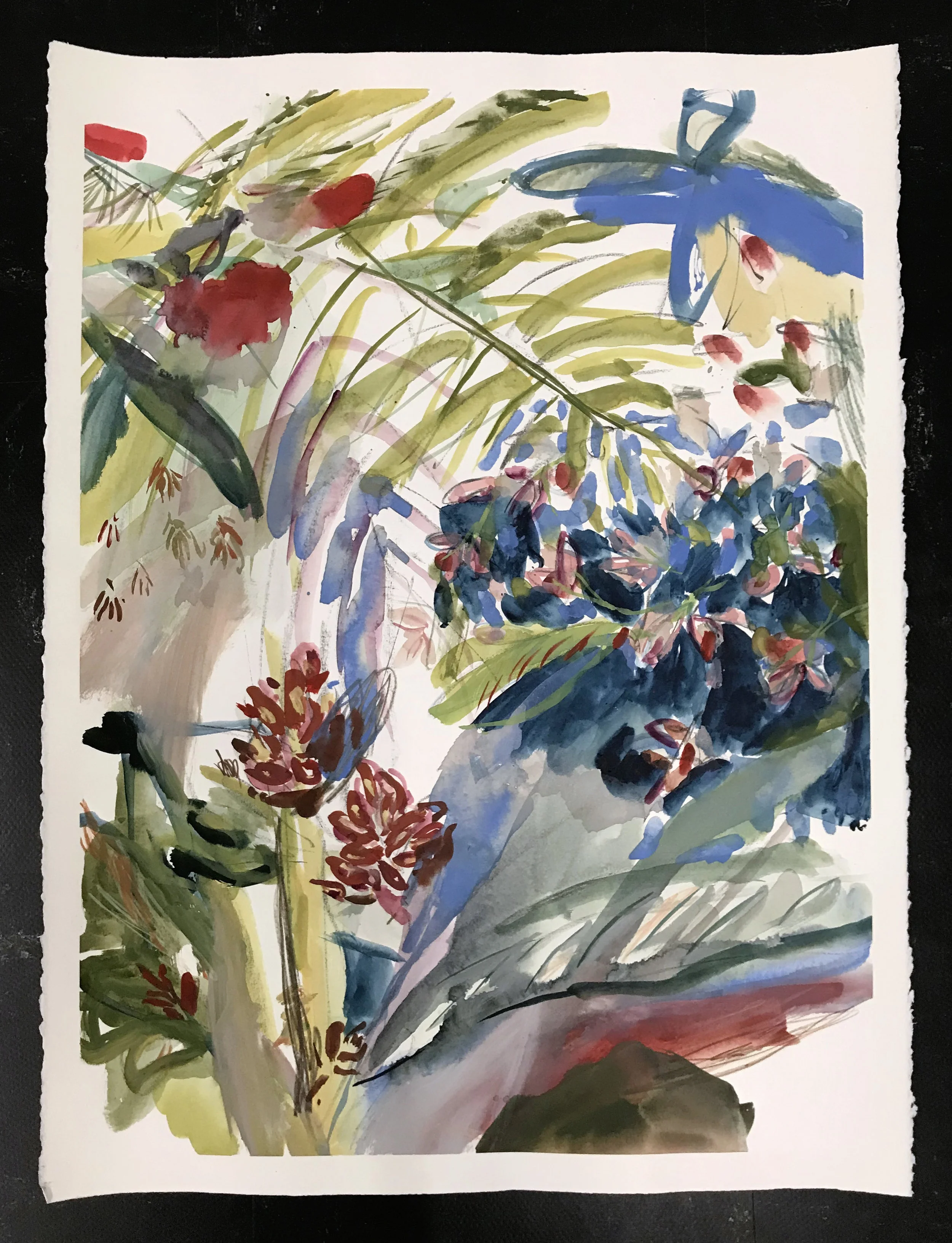 Bali Painting , 2018 gouache, crayons and charcoal on paper 76 x 56 cm ; 30 x 22 in private collection
