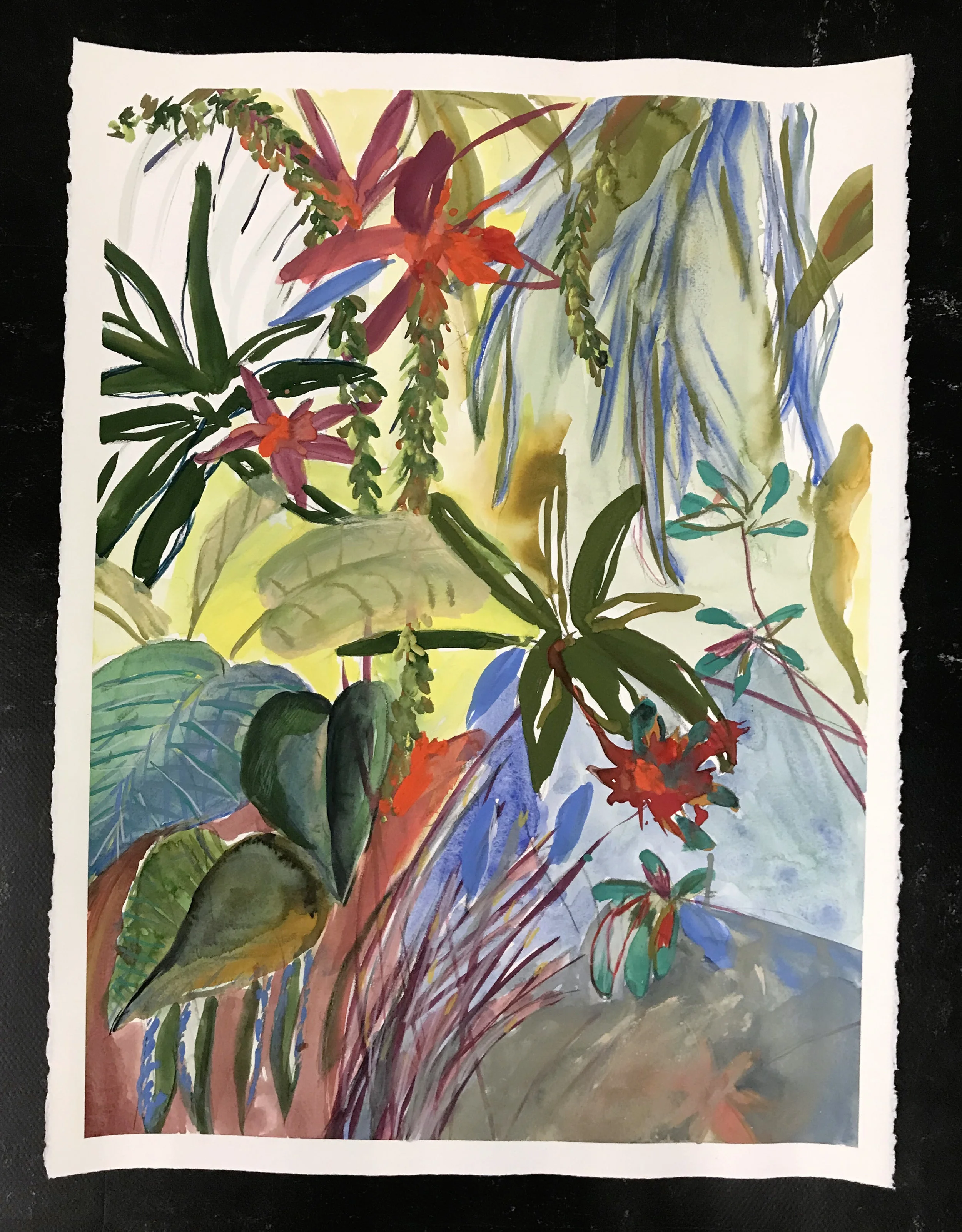 Bali Painting , 2018 gouache, crayons and charcoal on paper 76 x 56 cm ; 30 x 22 in private collection
