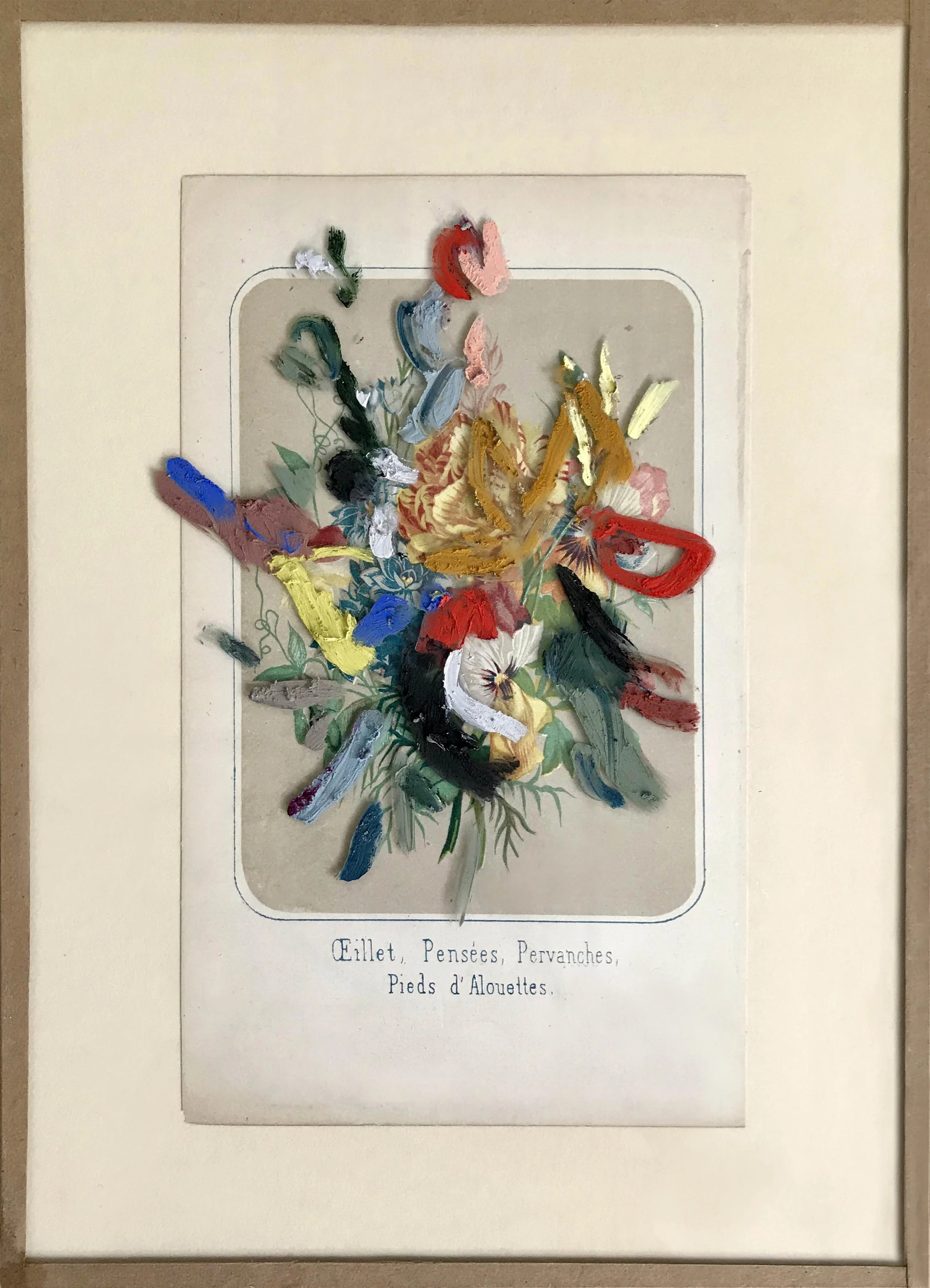 Langage des Fleurs I , 2018 after ‘ Nouveau Langage des Fleurs ’, 1862 oil on glass, chromolithograph, artist frame 24 x 17,5 cm