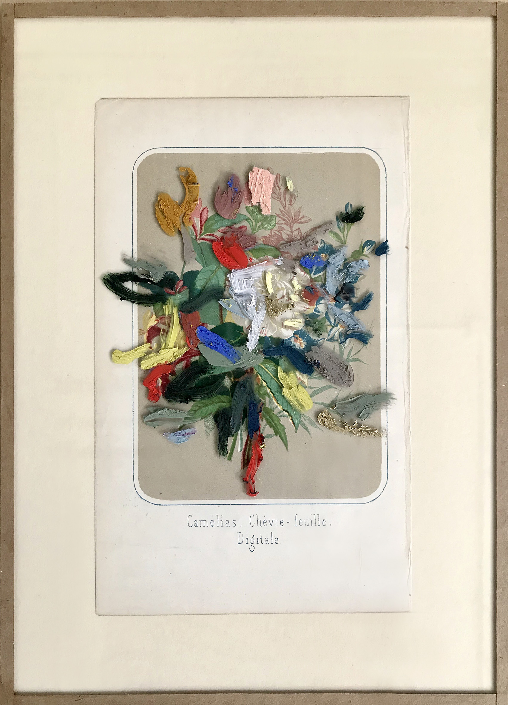 Langage des Fleurs II , 2018 after ‘Nouveau Langage des Fleurs ’, 1862 oil on glass, chromolithograph, artist frame 24 x 17,5 cm