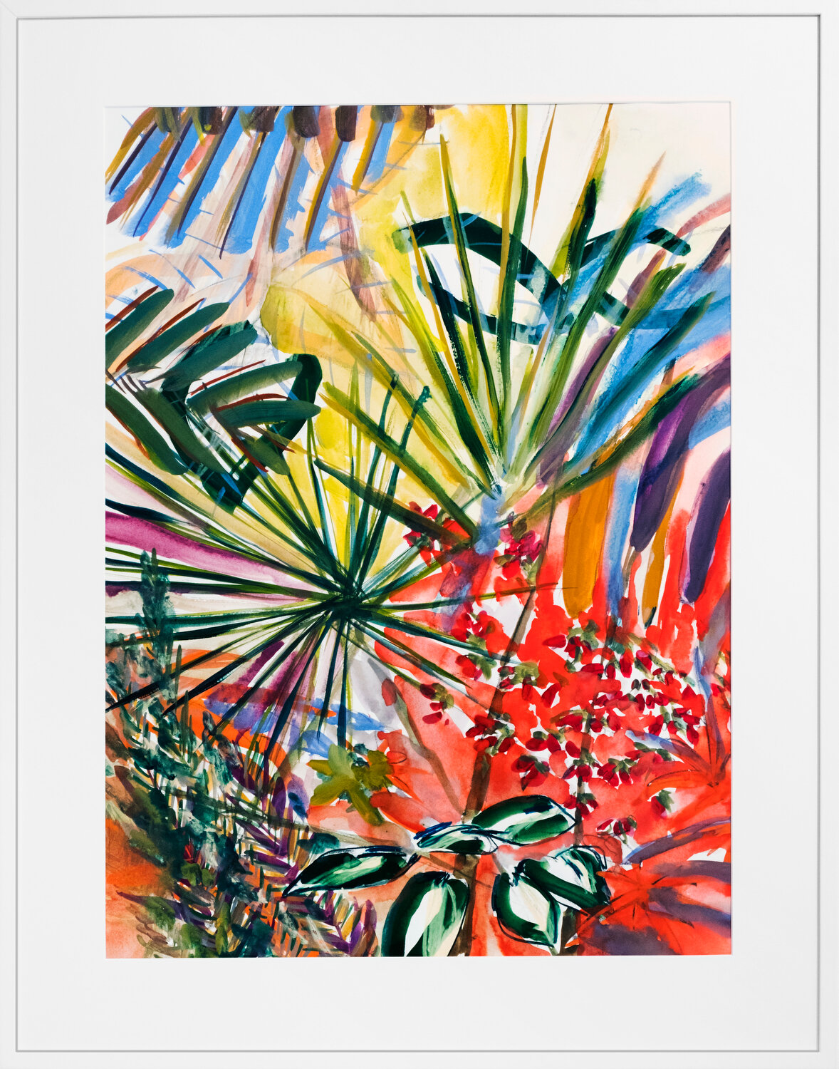   Bali Painting V , 2018 gouache, crayons and charcoal on paper painting: 76 x 56 cm ; 30 x 22 in frame: 89,7 x 69,7 x 3 cm ; 35 1/4 x 27 3/8 x 1 1/4 in private collection   photo Jean Marques  