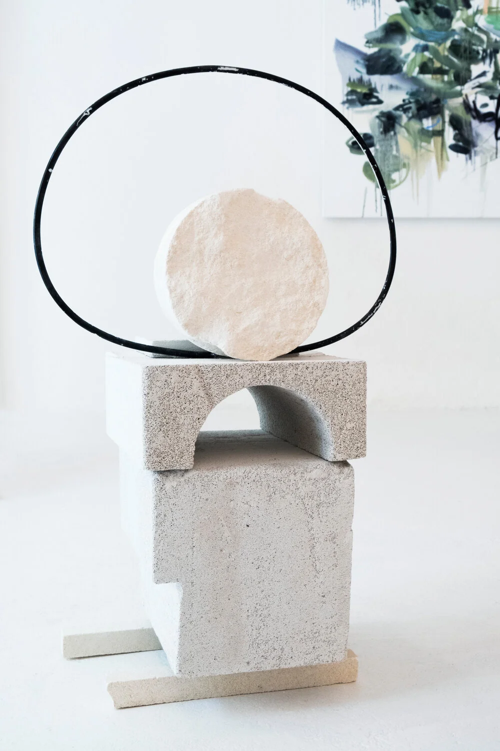   Hoop Eye , 2019 Fontvieille stone, aerated concrete, glass, acrylic 73 x 36 x 25 cm ; 28 3/4 x 14 1/4 x 9 7/8 in   photo Jean Marques  