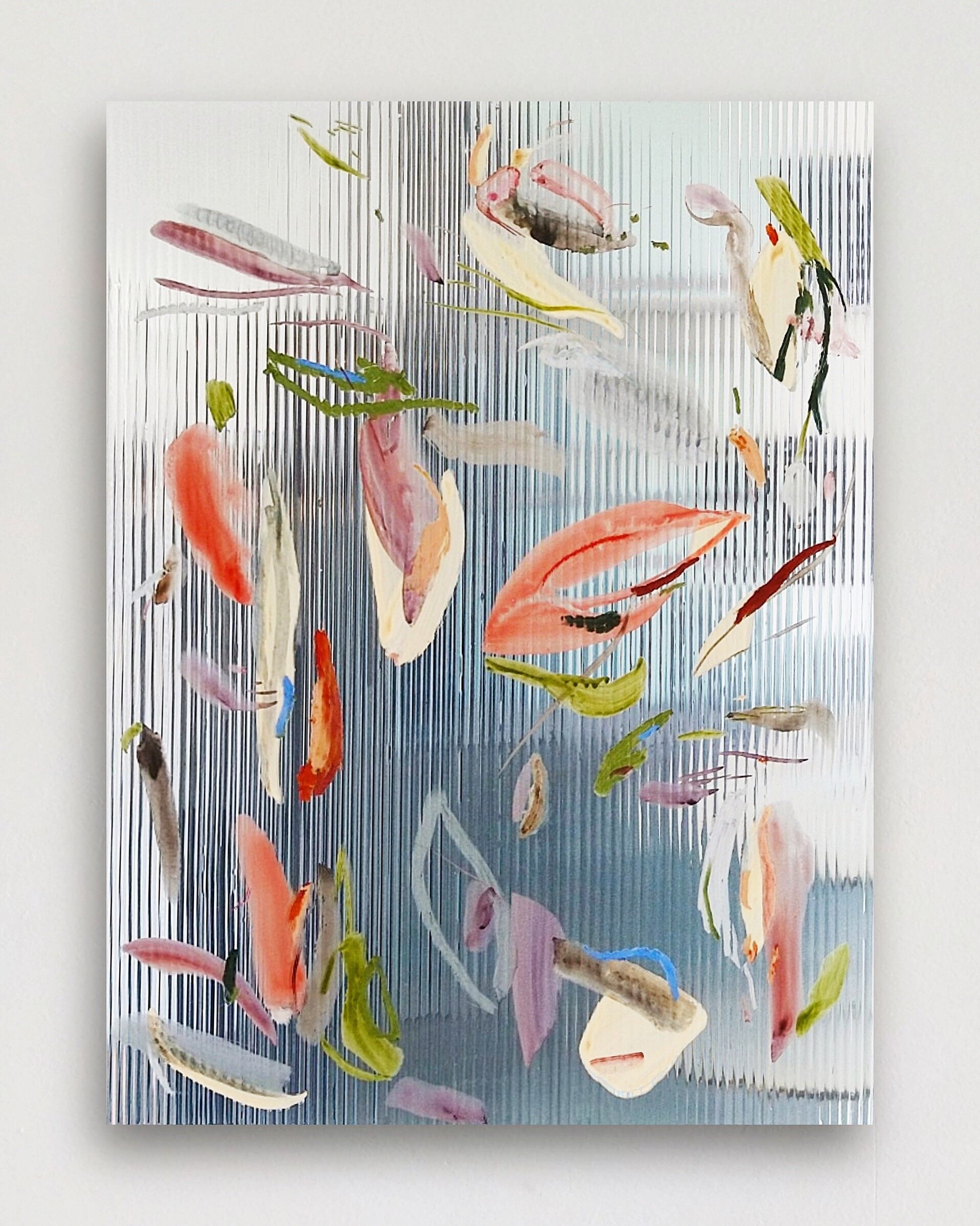   Untitled (Plume) , 2019 gouache and oil on two-way mirror, polycarbonate 61 x 48 cm  private collection 