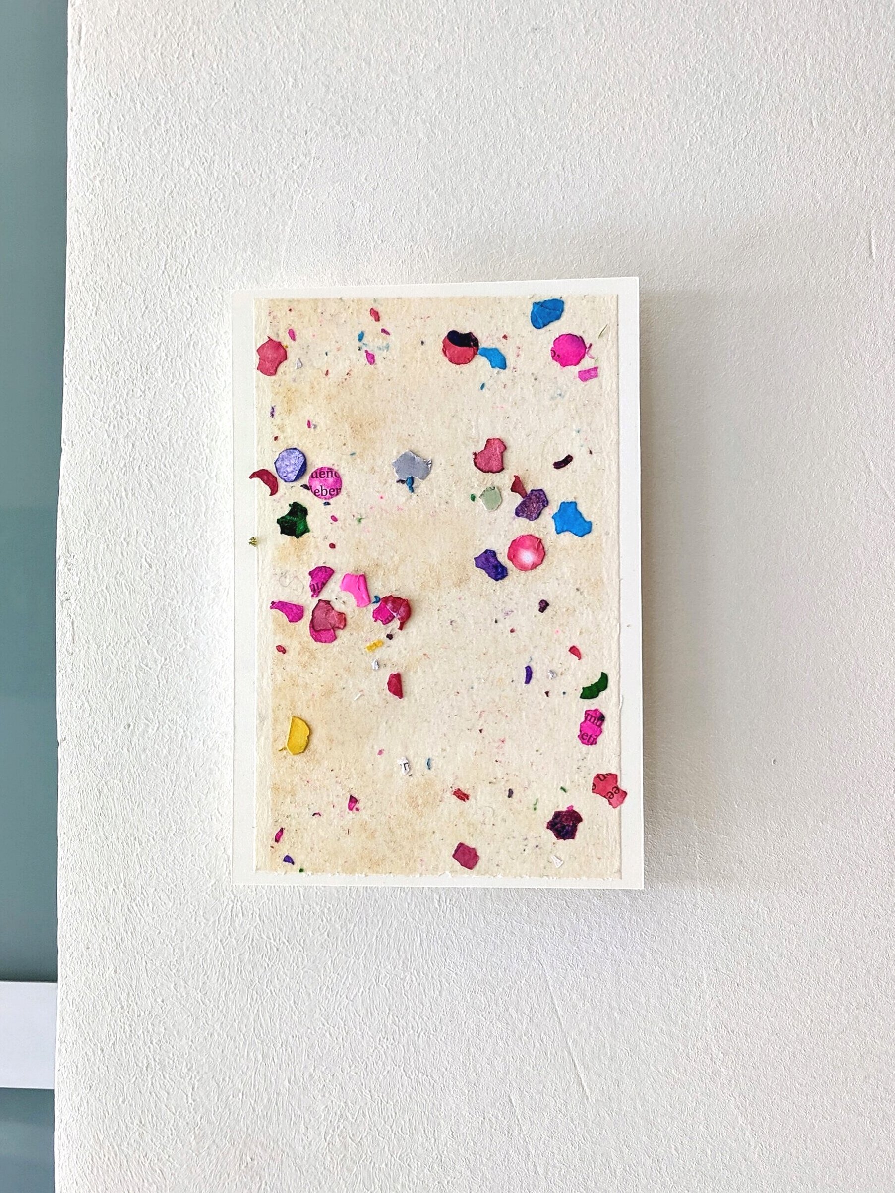   Dust Painting , 2019 Mexican confetti, sandstone on adhesive, mounted on paper 16 x 11 cm  private collection 