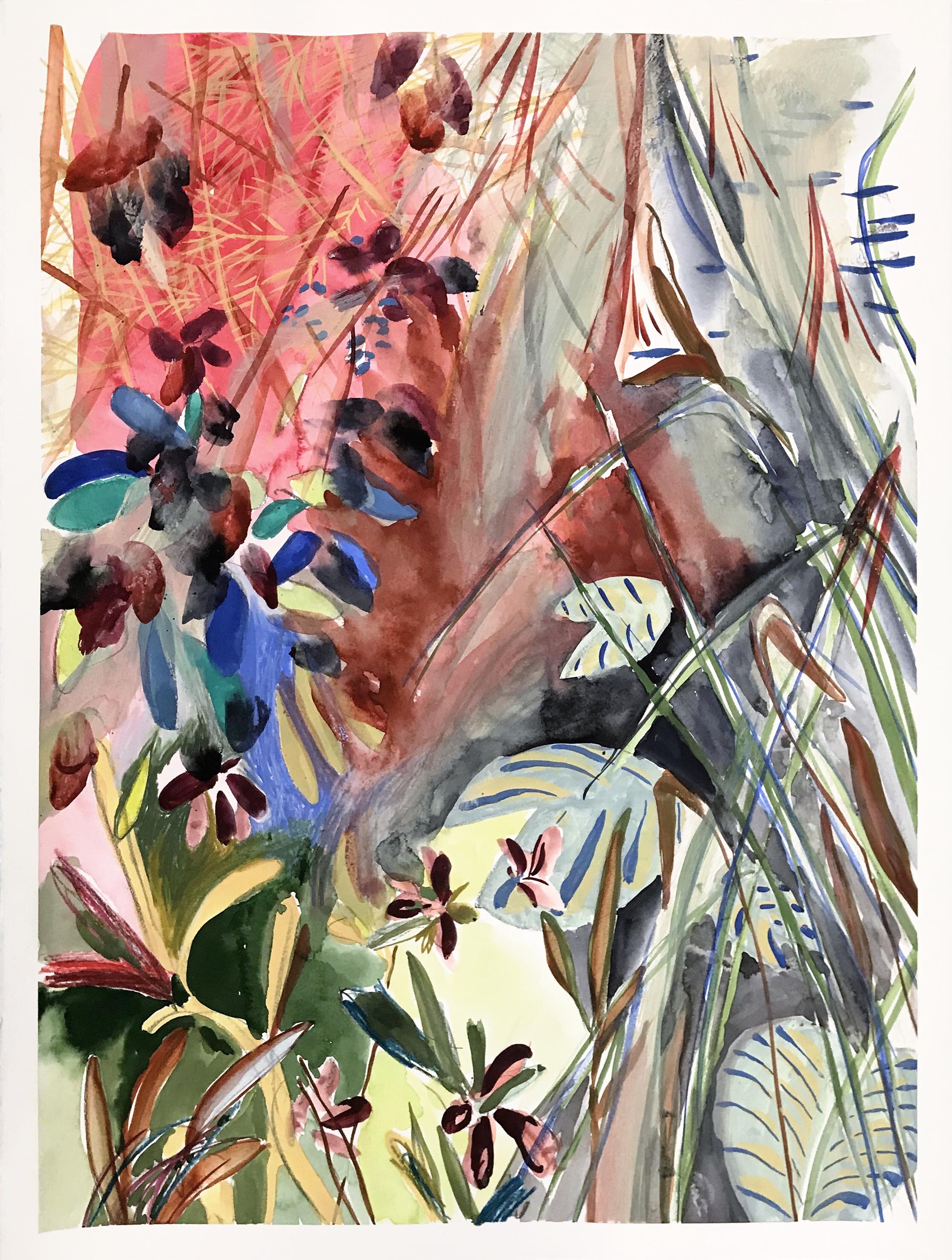 Bali Painting , 2018 gouache, crayons and charcoal on paper 76 x 56 cm ; 30 x 22 in