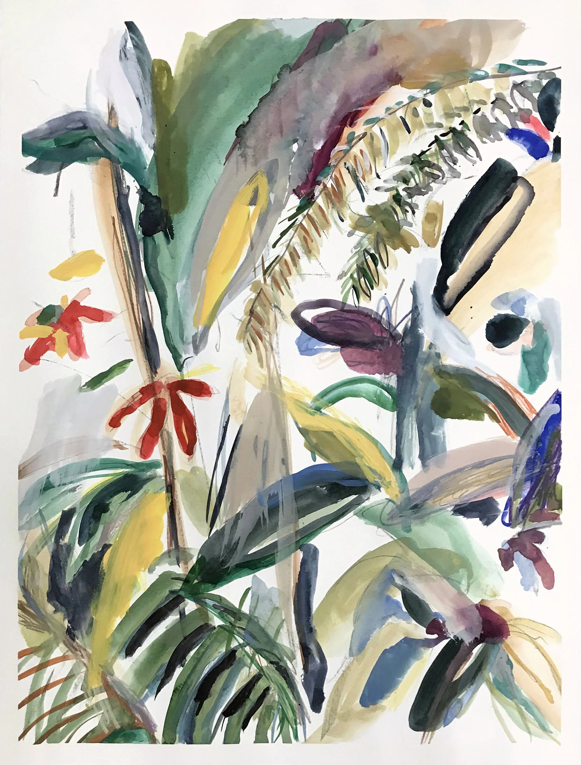 Bali Painting , 2018 gouache, crayons and charcoal on paper 76 x 56 cm ; 30 x 22 in