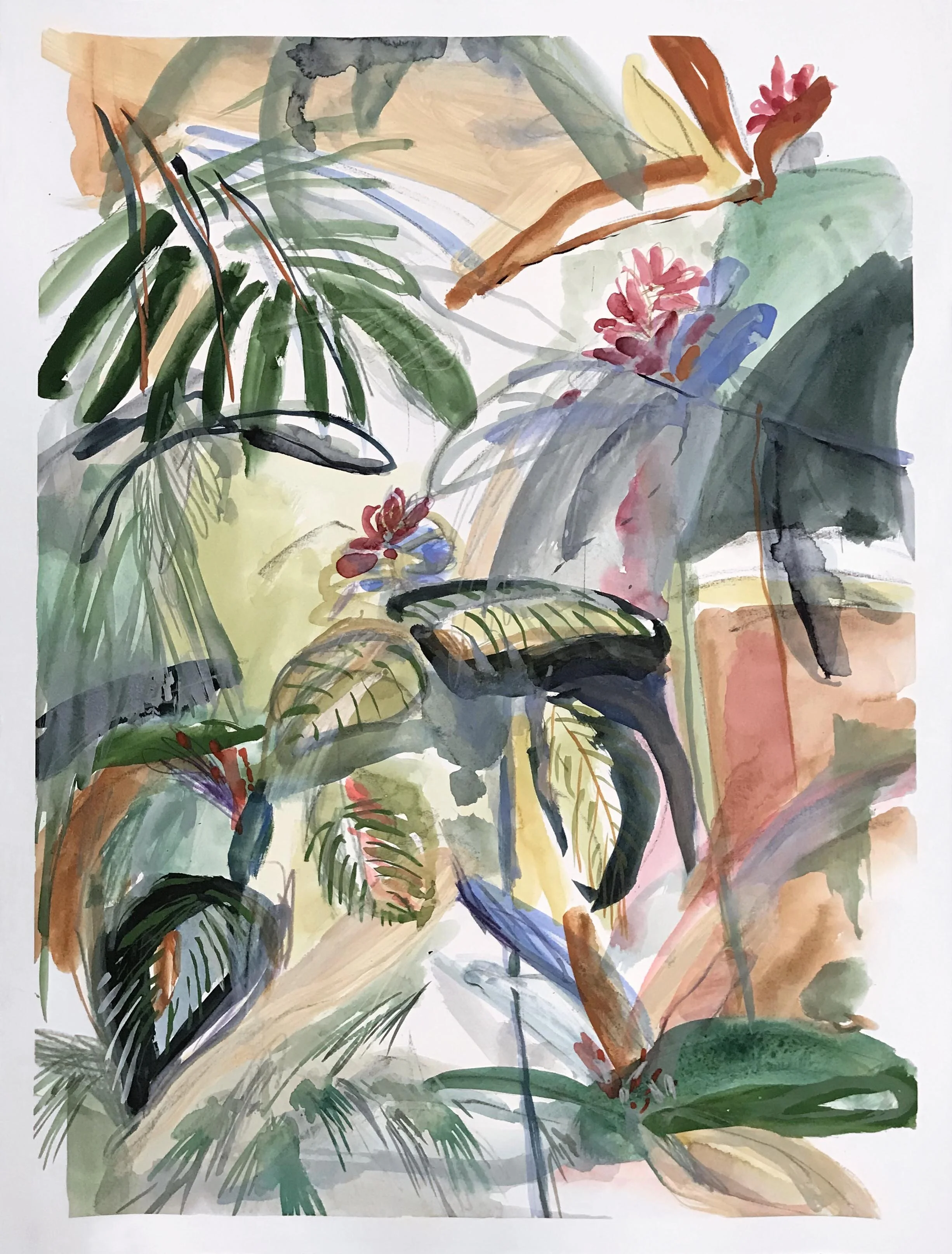 Bali Painting , 2018 gouache, crayons and charcoal on paper 76 x 56 cm ; 30 x 22 in