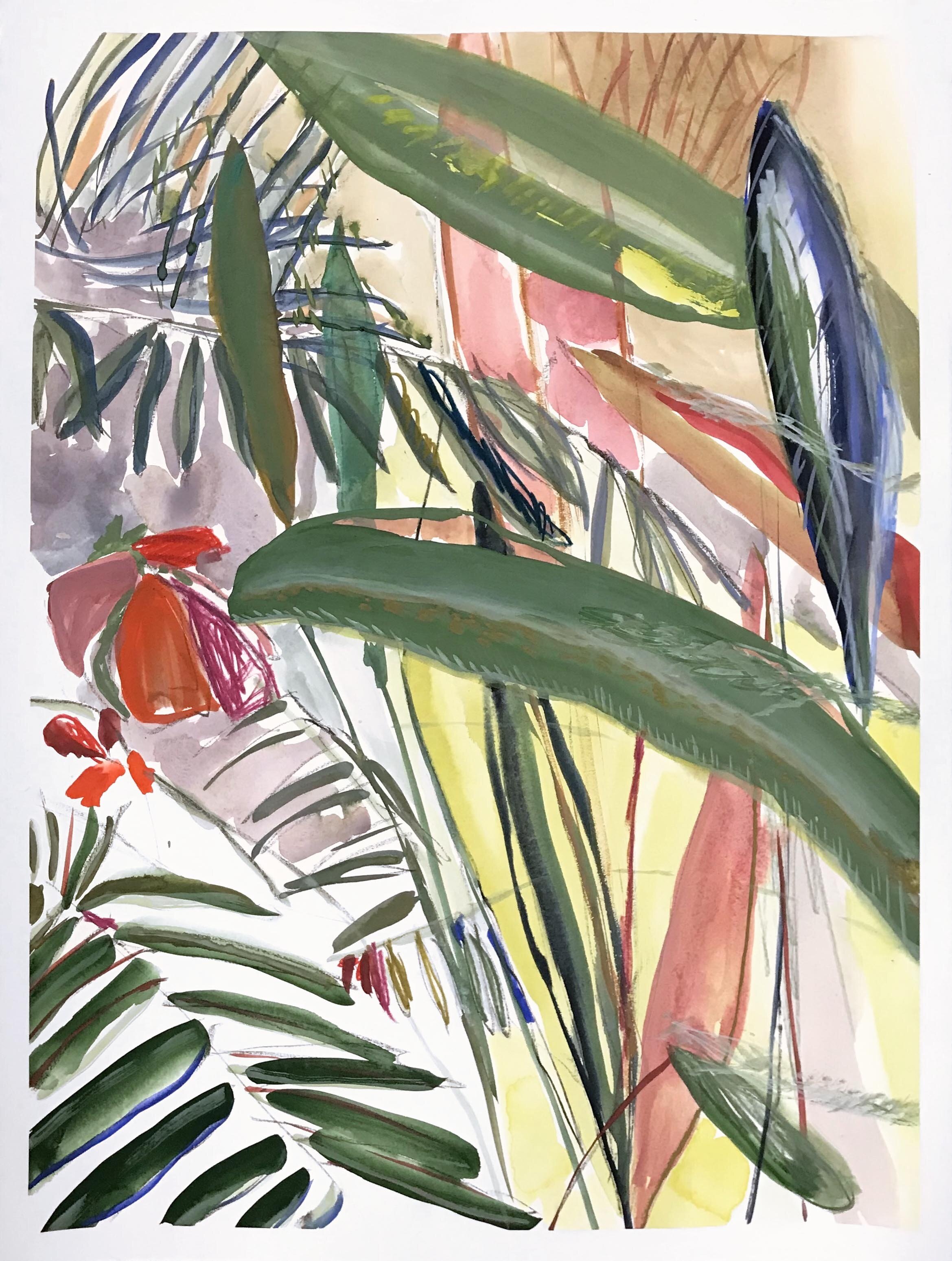 Bali Painting , 2018 gouache, crayons and charcoal on paper 76 x 56 cm ; 30 x 22 in