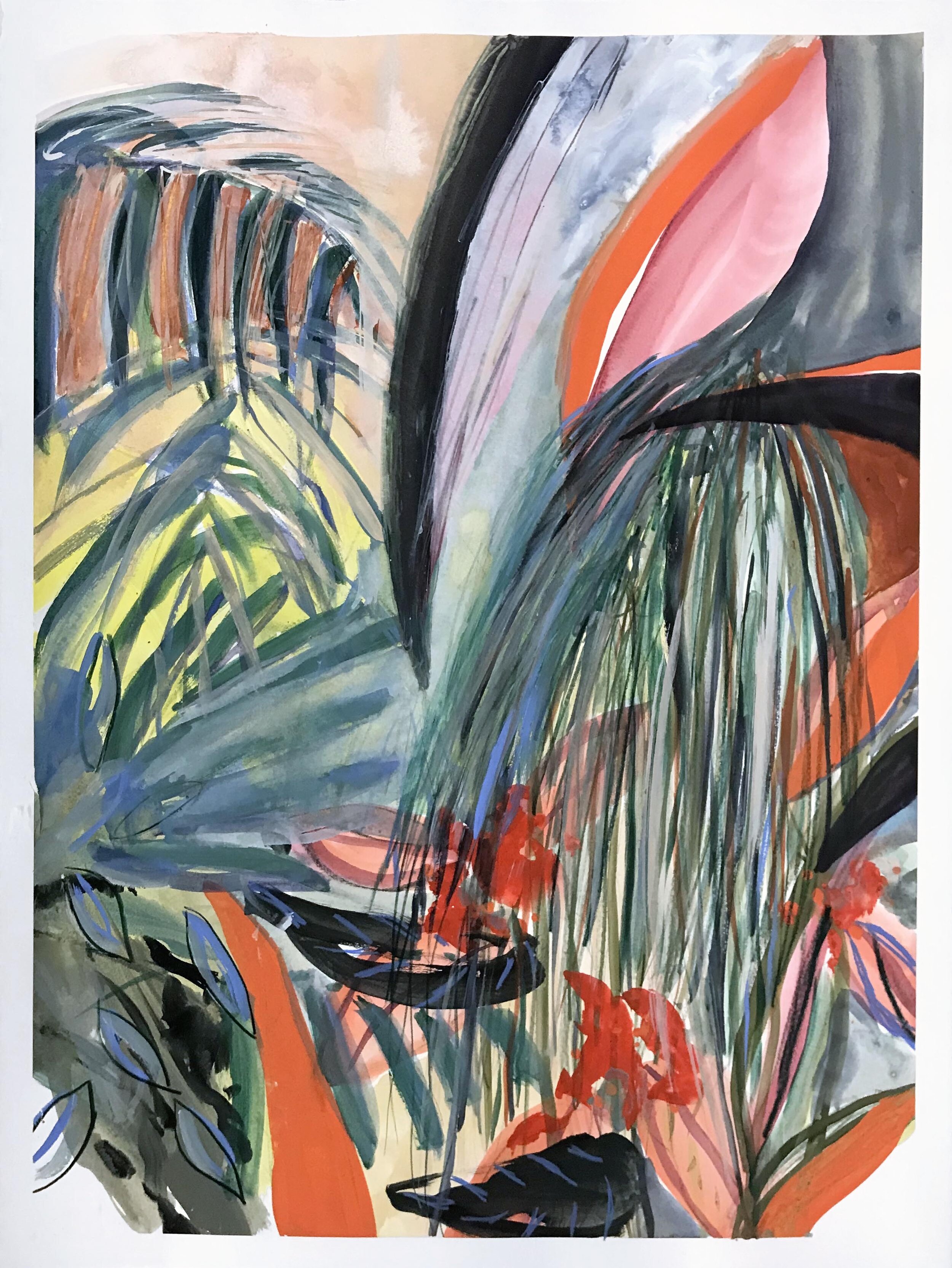 Bali Painting , 2018 gouache, crayons and charcoal on paper 76 x 56 cm ; 30 x 22 in