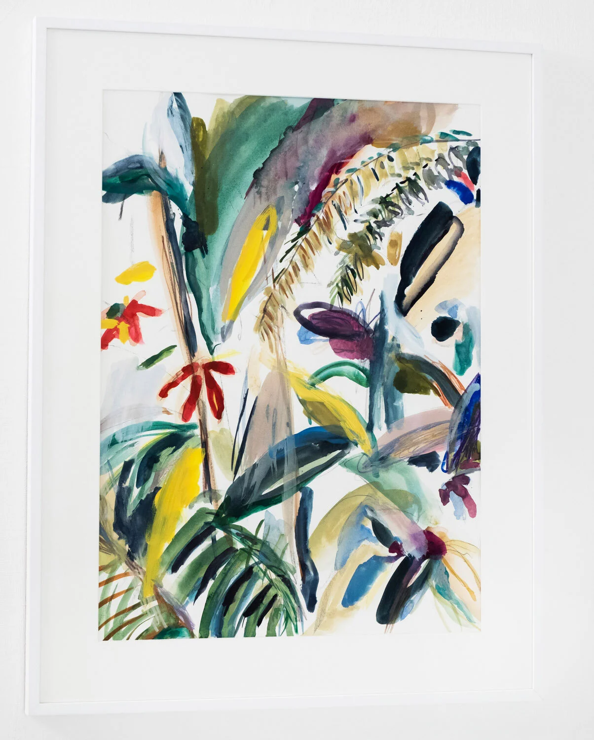 Bali Painting IV , 2018 gouache, crayons and charcoal on paper painting: 76 x 56 cm ; 30 x 22 in frame: 89,7 x 69,7 x 3 cm ; 35 1/4 x 27 3/8 x 1 1/4 in photo Jean Marques