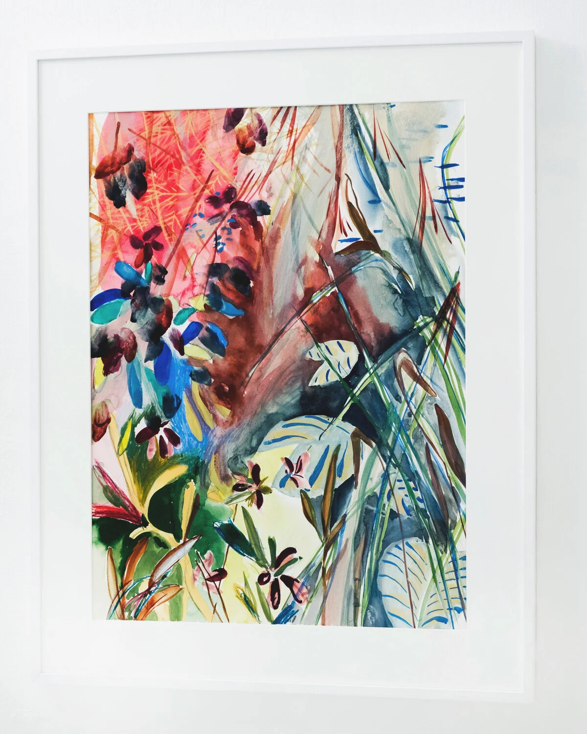 Bali Painting III , 2018 gouache, crayons and charcoal on paper painting: 76 x 56 cm ; 30 x 22 in frame: 89,7 x 69,7 x 3 cm ; 35 1/4 x 27 3/8 x 1 1/4 in photo Jean Marques