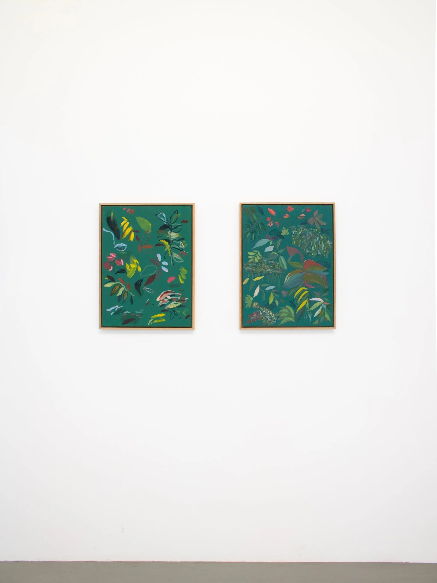   Emerald I &amp; II , 2023 oil on canvas panel each: 24 x 18 in. (61 x 46 cm)   (left frame in private collection)  