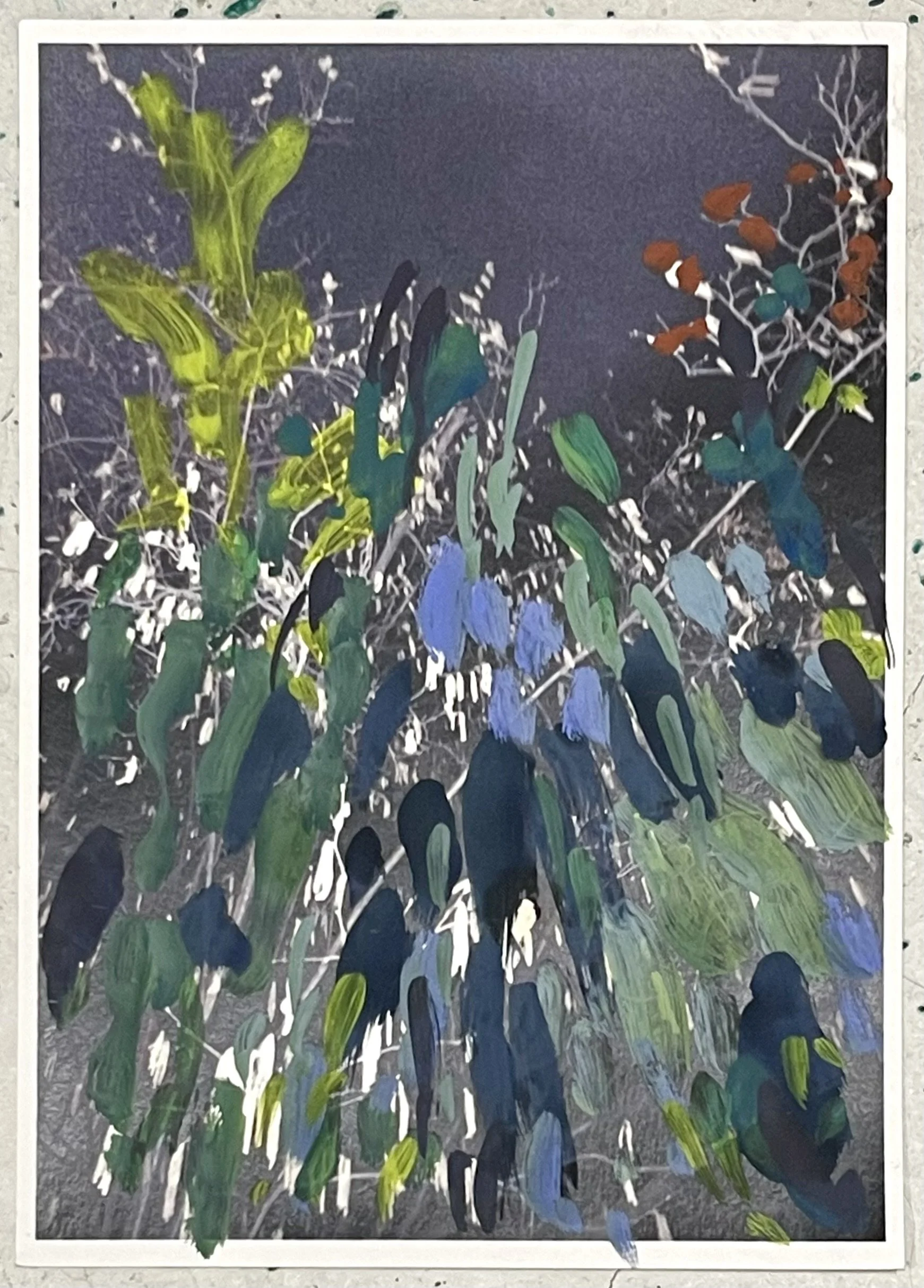   Night Visions , 2025 oil on printed photographs each: 29,7 × 21 cm  