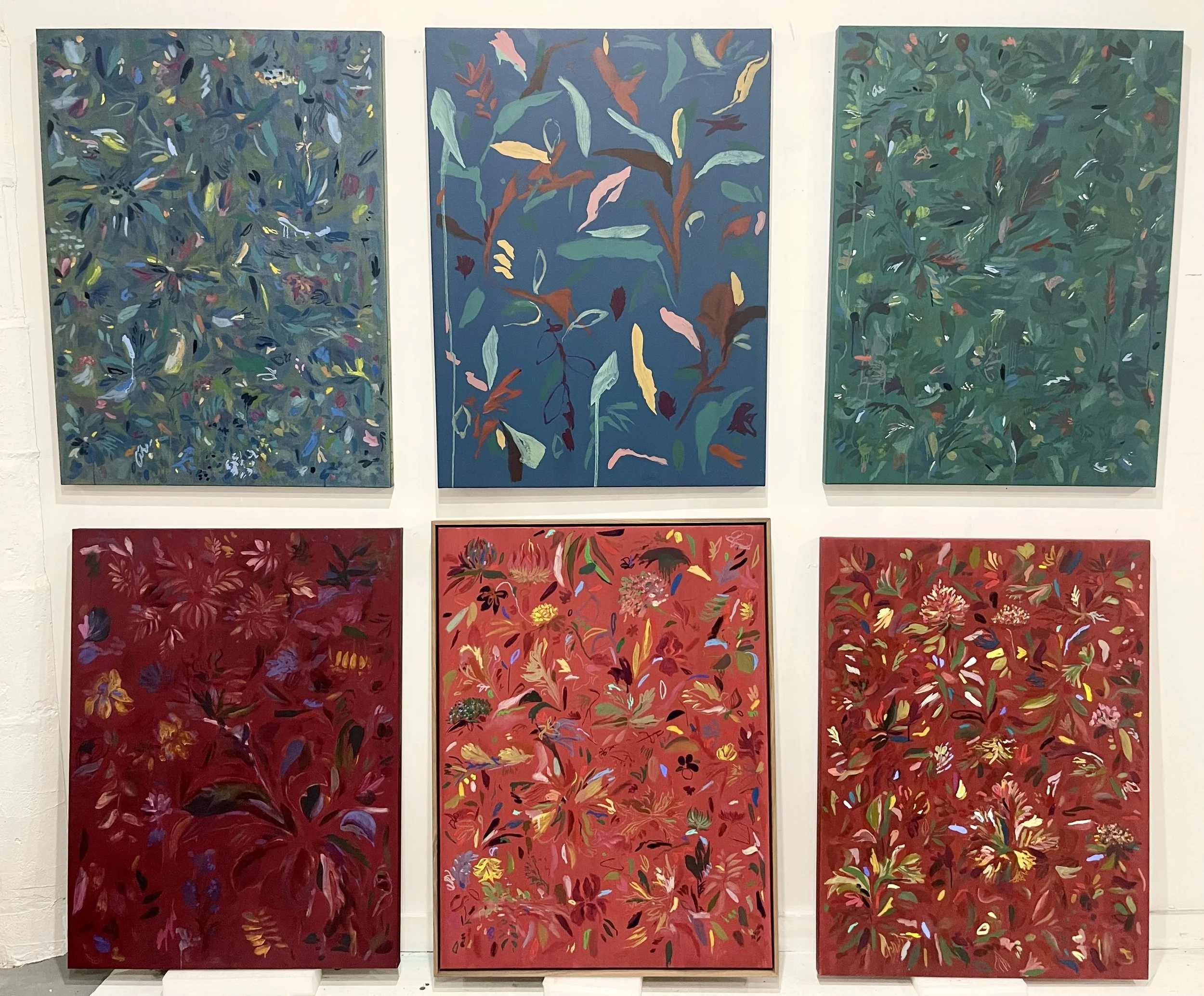   Artifice  (2024-2026) oil on canvas each: 40 × 30 in. (101 × 76 cm)   Studio view, Dumbo, Brooklyn, 2026  