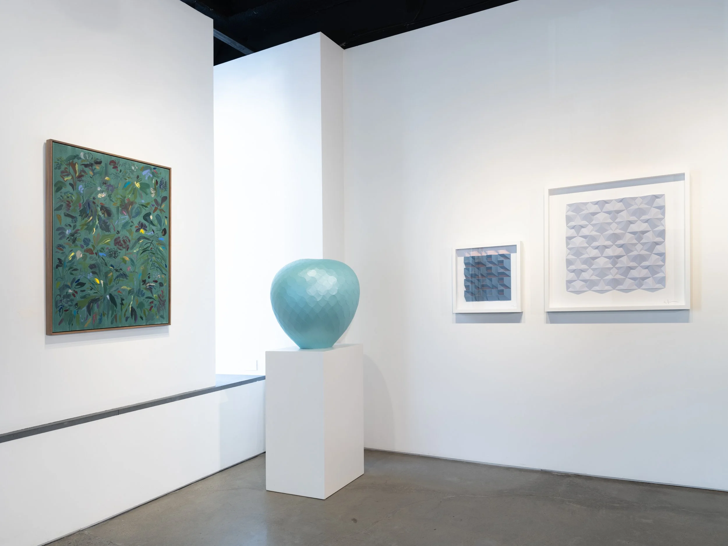   Artifice II , 2024 oil, watercolor on canvas walnut frame 40 x 30 in. (101 x 76 cm)  Installation view, Heather Gaudio Fine Art, 2026, photo credit: Jason Mandella 