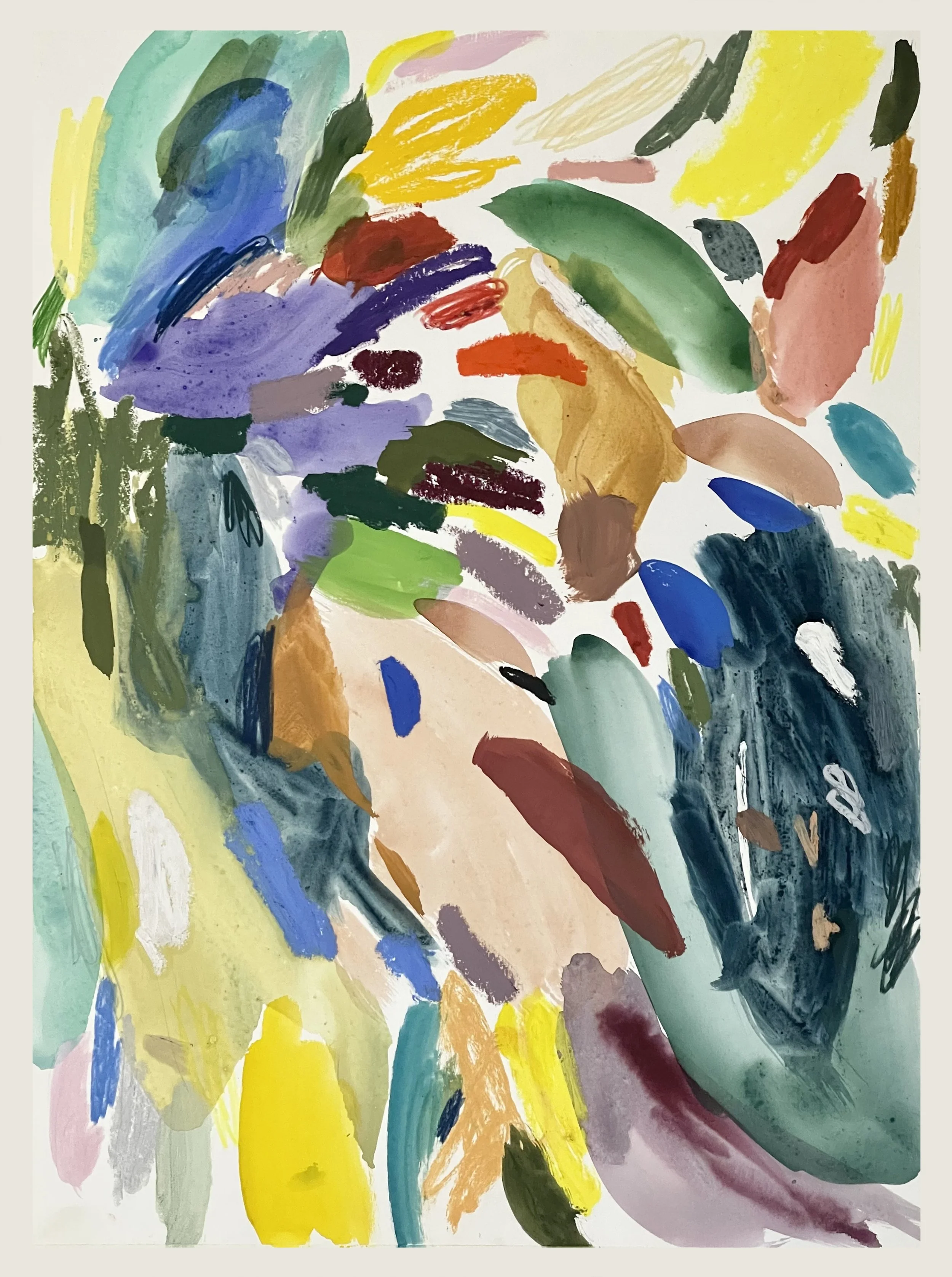   Midsummer , 2024 gouache, watercolor, oil, crayons on paper maple frame sheet: 24 x 18 in. (61 x 46 cm) 