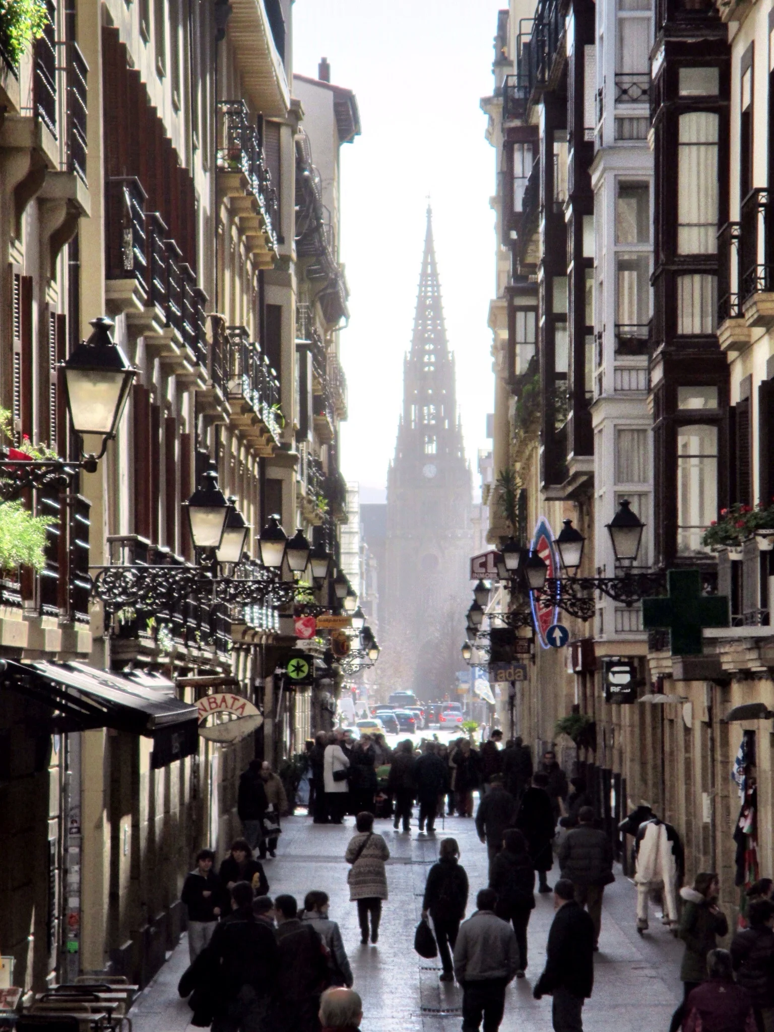 View down one of the streets in San Sebastián's Old Town