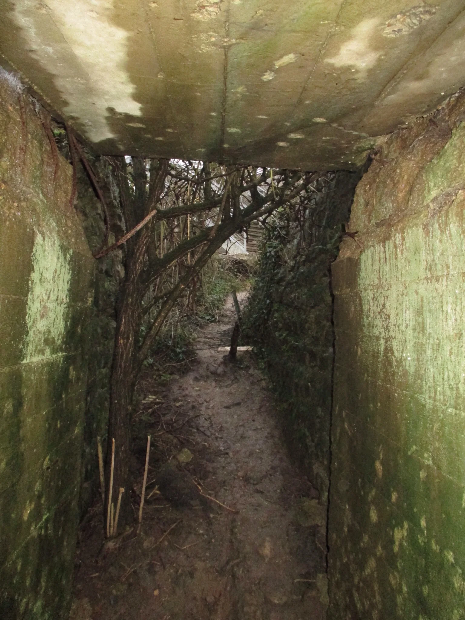 A portion of the bunker system remains intact at Pointe-du-Hoc