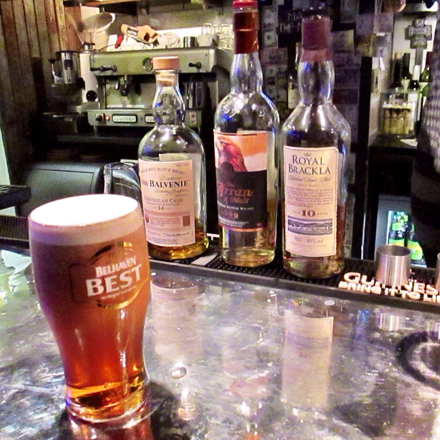 Belhaven Best makes a great palate cleanser during a whiskey tasting at the Black Cat in Scotland. 