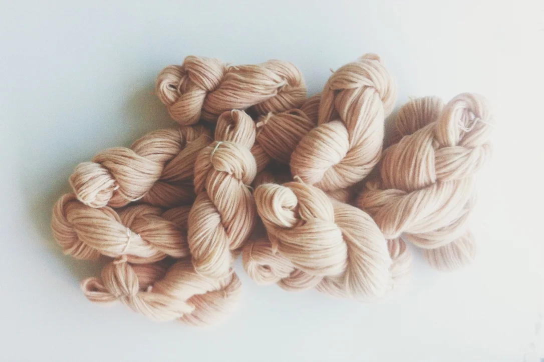restaurant waste avovado dyed yarn