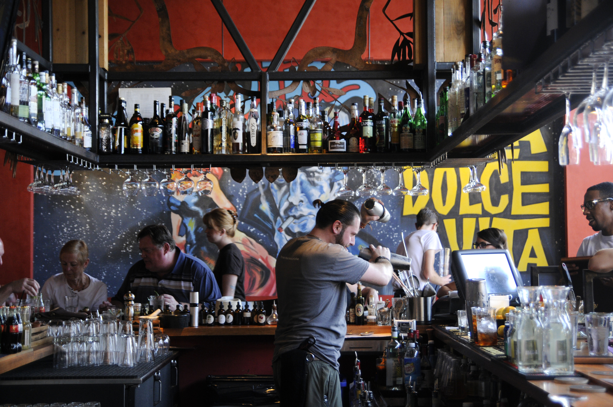 The bar at Extra Virgin