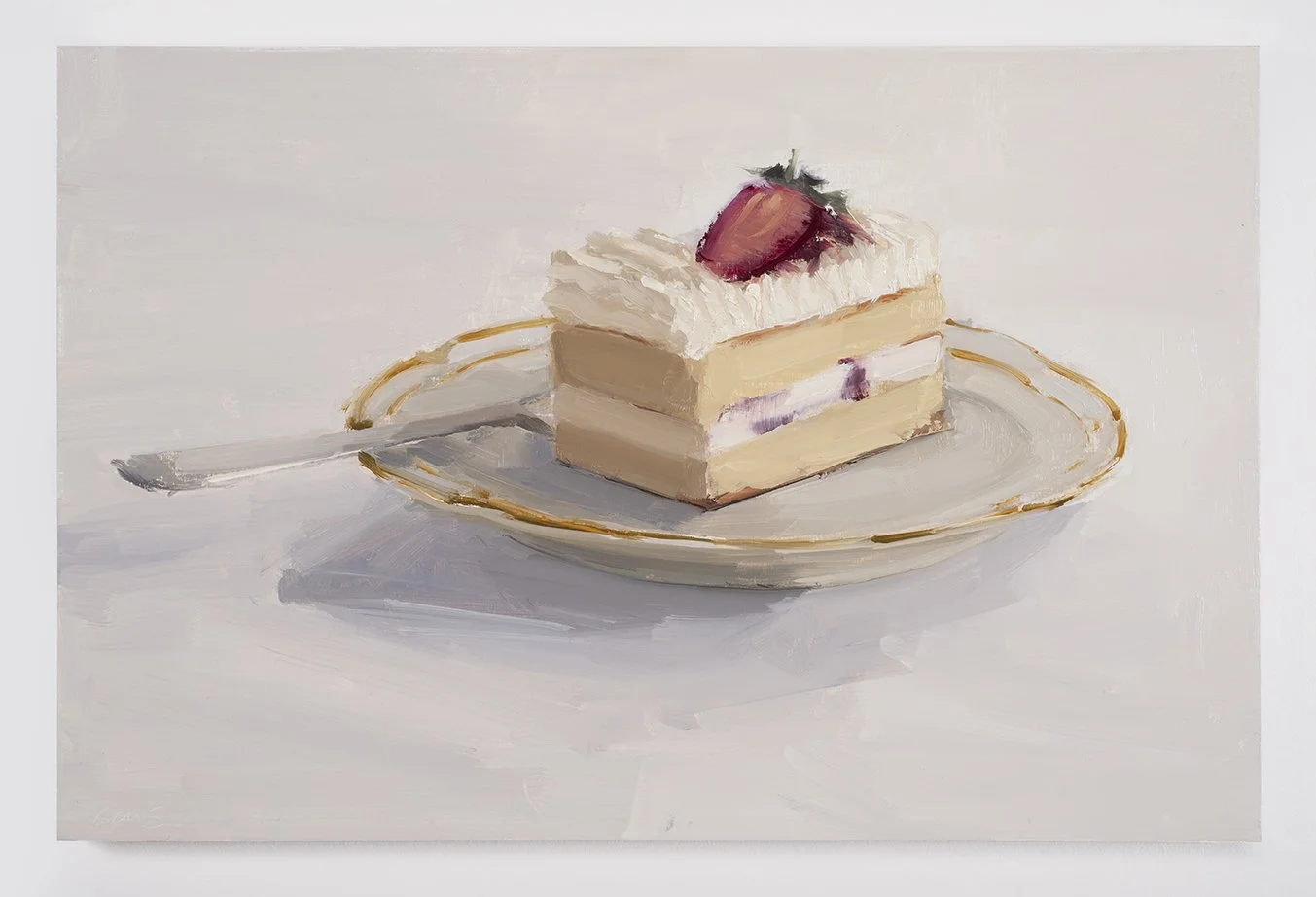  Carrie Mae Smith  Strawberry Layer Cake  2023 Oil on panel 12h x 16w inches 