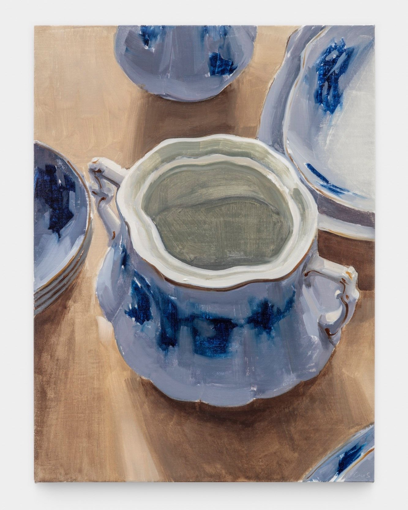 Carrie Mae Smith Sugar Bowl, Uncovered (Flow Blue, Rose Pattern) 2024 Oil on Linen 16h X 12 w inches