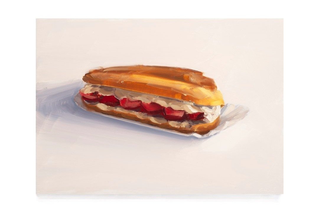 Carrie Mae Smith Strawberry Éclair 2024 Oil on panel 7h X 10w inches