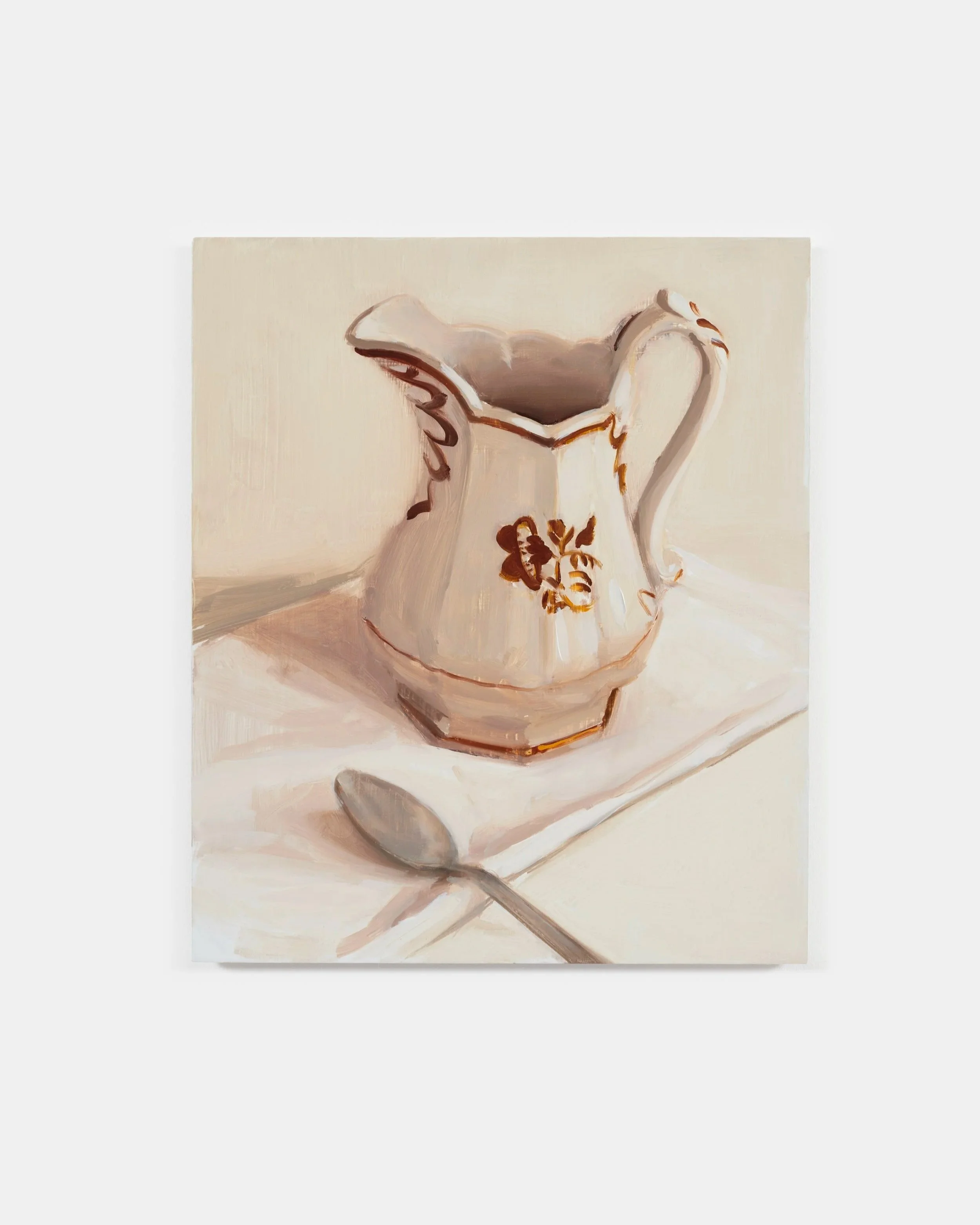  Carrie Mae Smith Pitcher with Lusterware Flowers 2025 Oil on aluminum 14h X 12w inches 