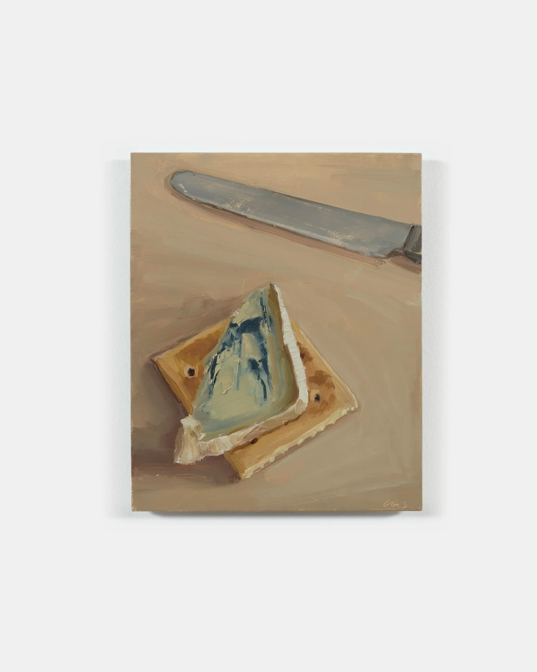  Carrie Mae Smith  Cheese on a Cracker with Knife  2026 Oil on panel 8h X 6.5w inches 