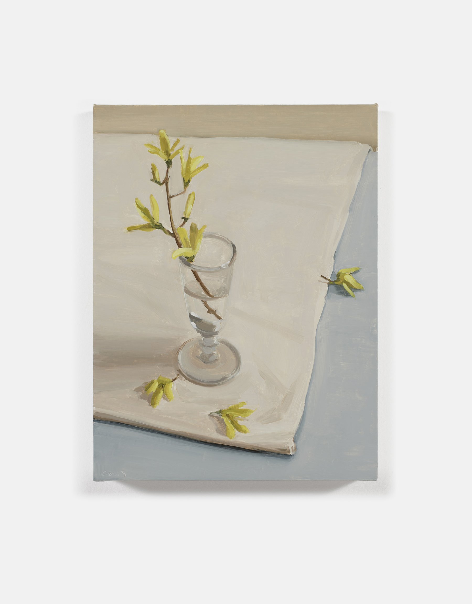 Carrie Mae Smith_Forsythis Branch on Linen_2026_oil on panel_12h X 9w inches_72dpi_IG.jpg