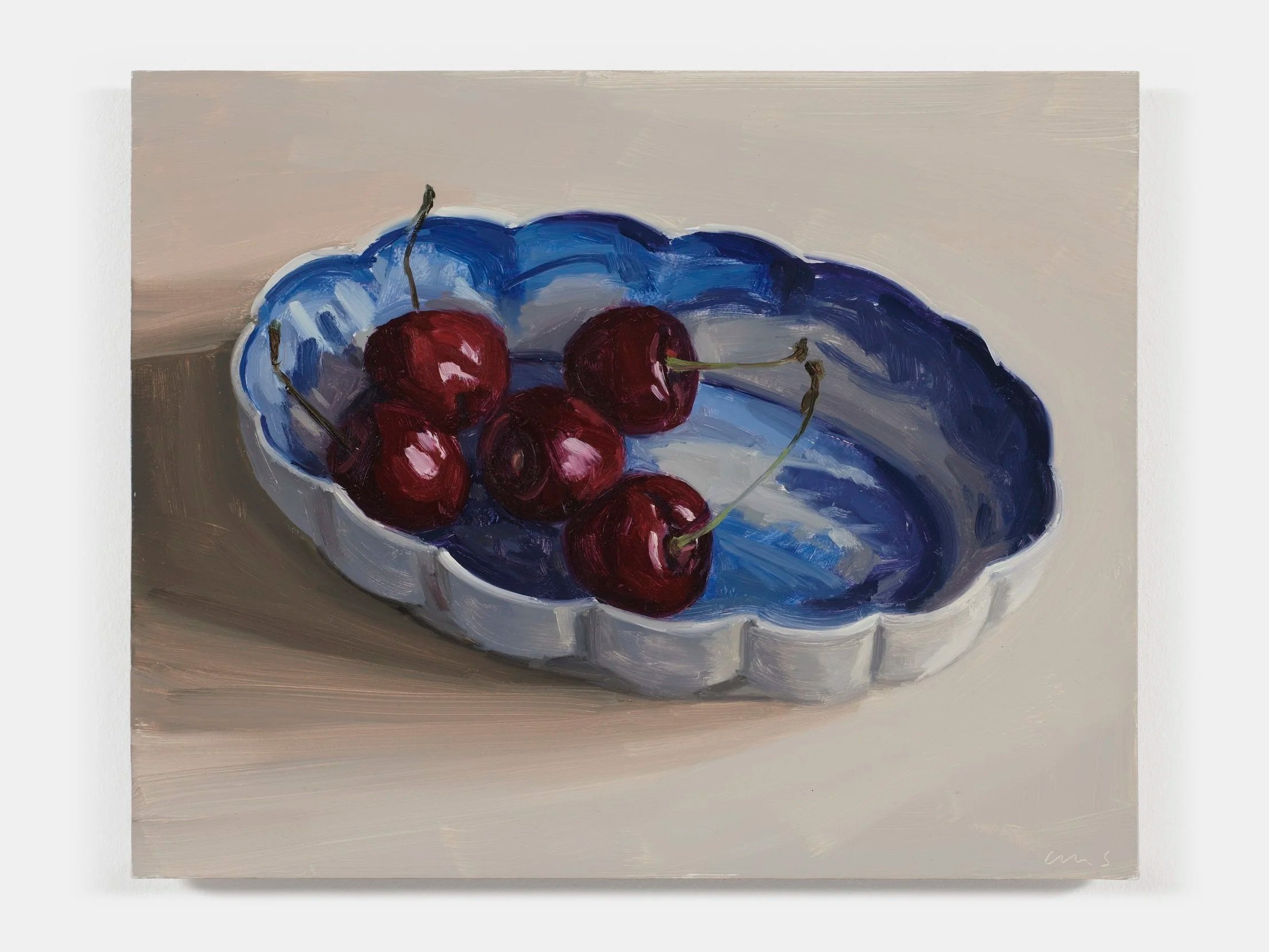  Carrie Mae Smith Cherries in a Scalloped Oval Dish 2026 Oil on panel 8h X 10w inches 