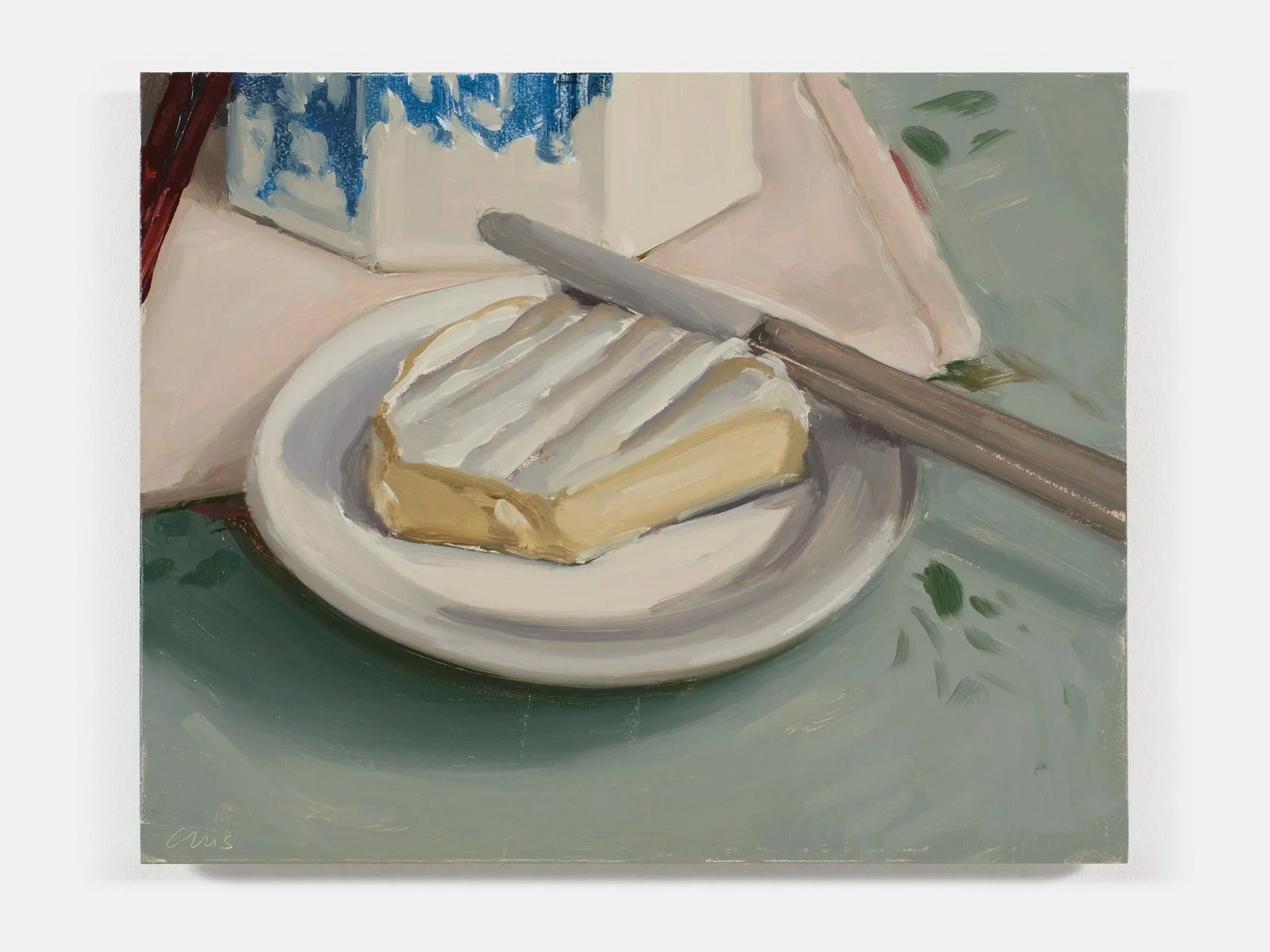  Carrie Mae Smith Brie on Plate with Red Osier 2026 Oil on panel 8h X 10w inches 