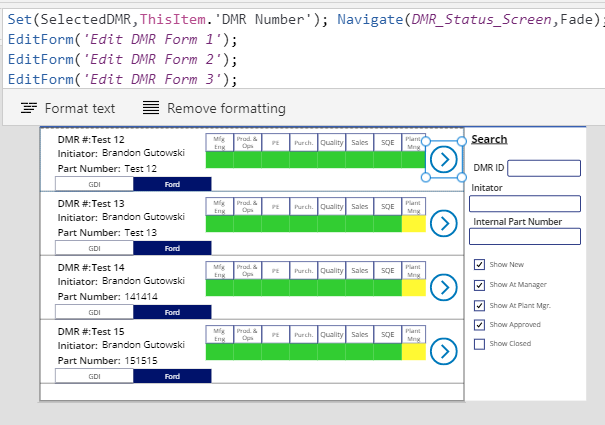 Main Screen of the App along with the core code for the navigation of the system