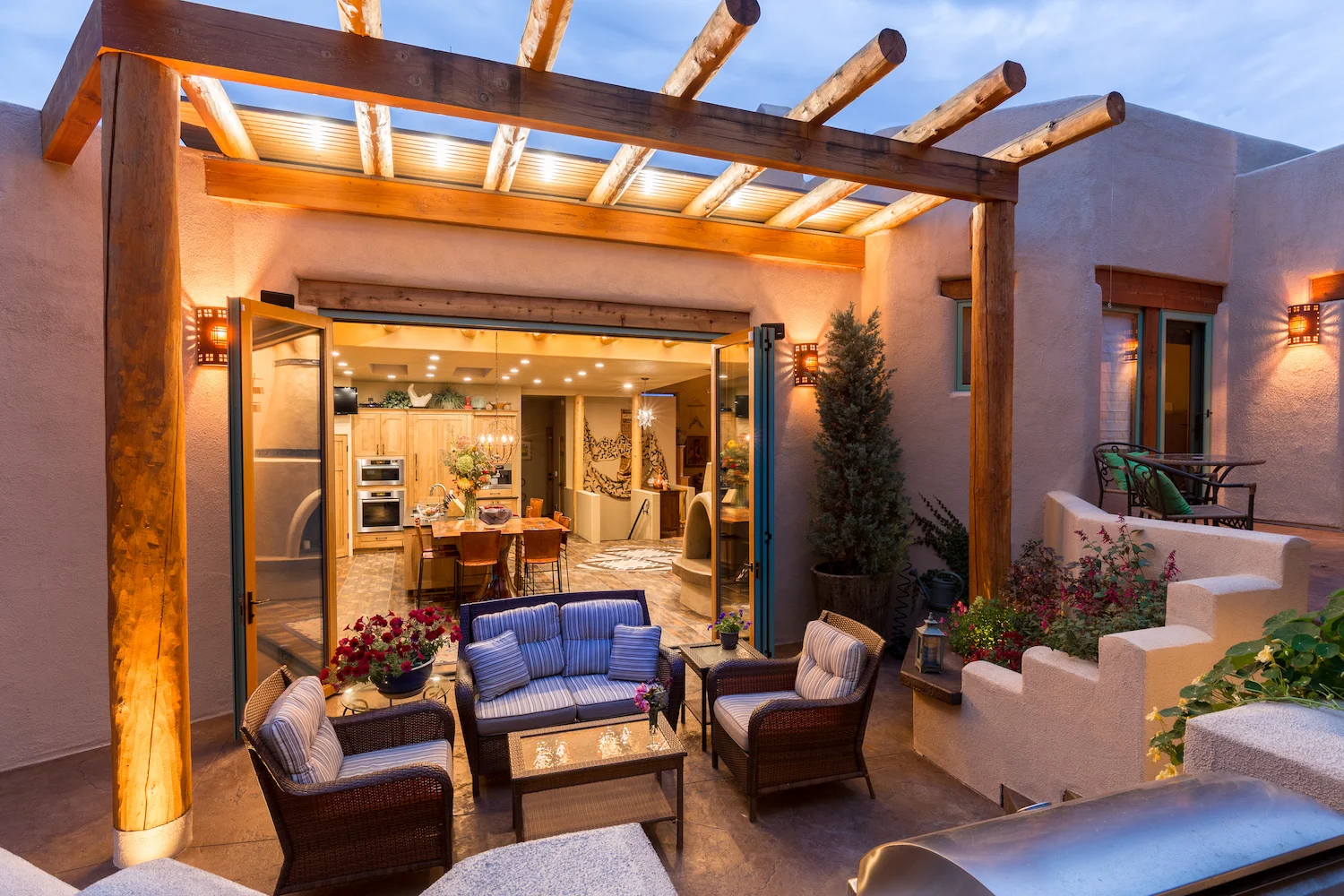 View of kitchen from the outdoor patio