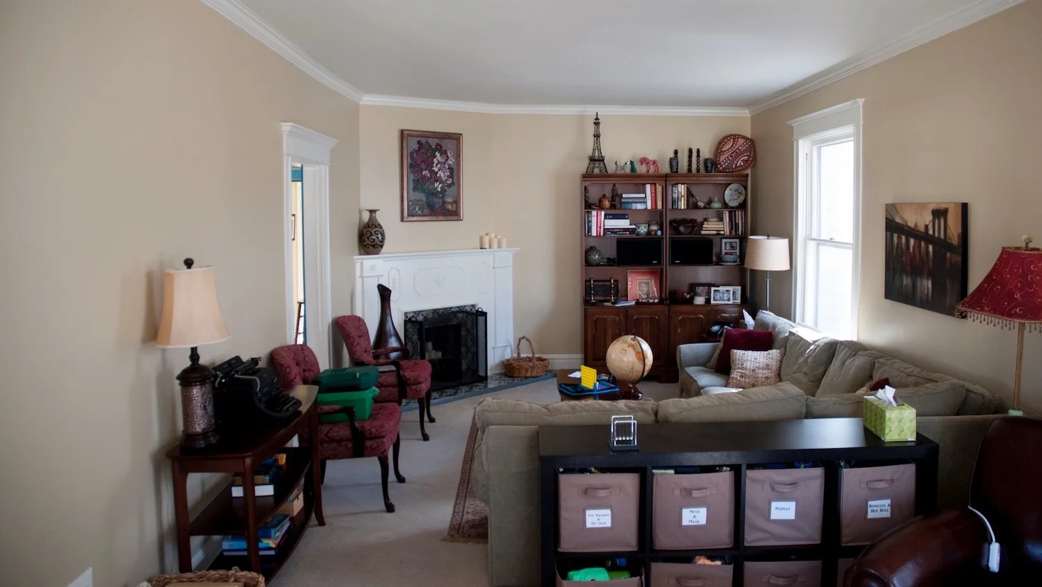 Before: The living room was not connected to kitchen and dining areas.