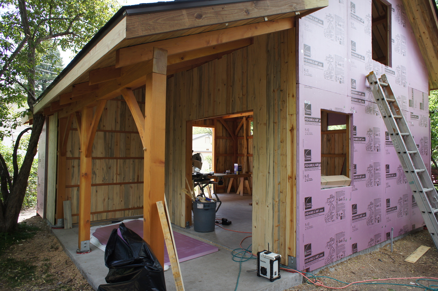 Rigid insulation on west side.