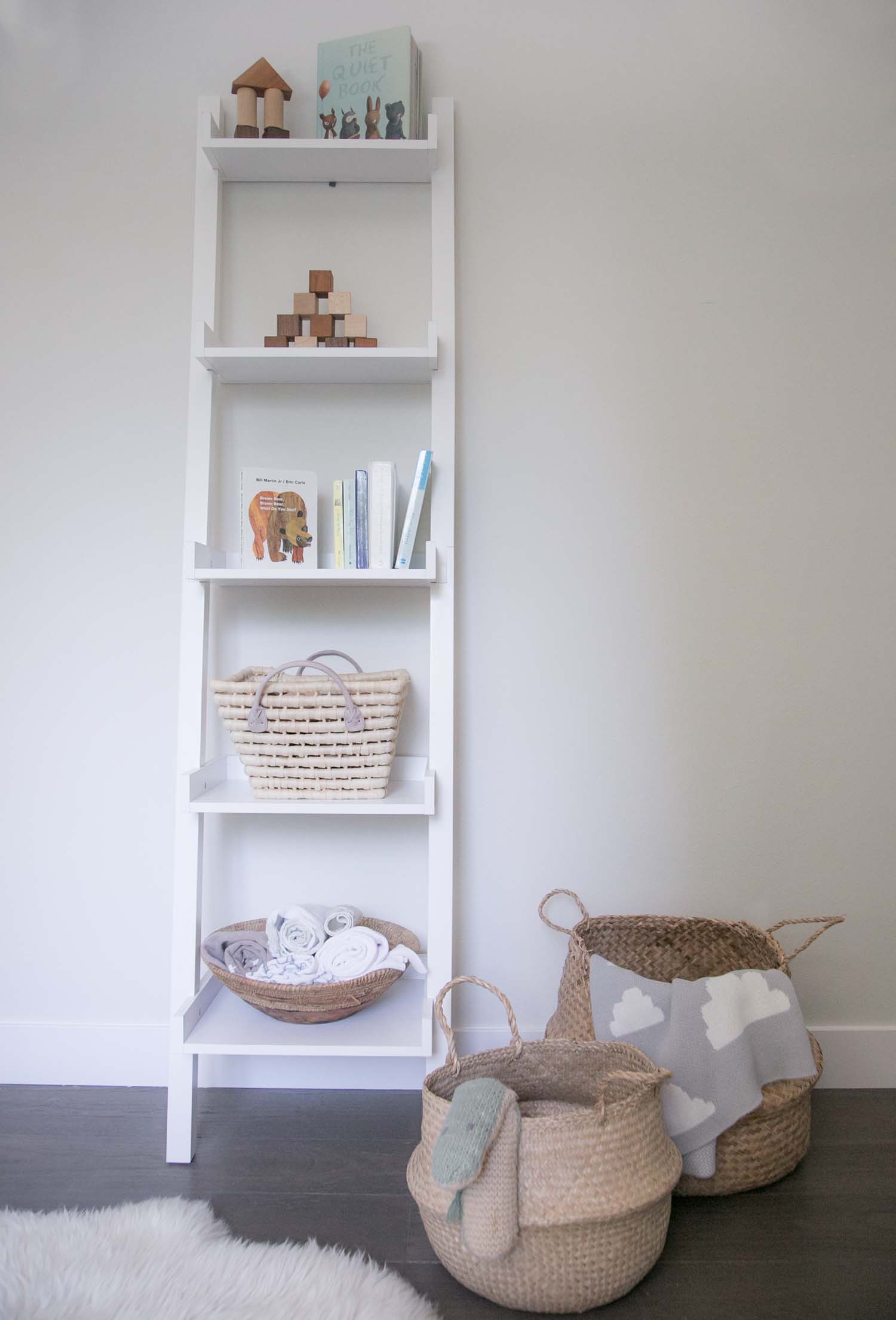 white shelf for nursery