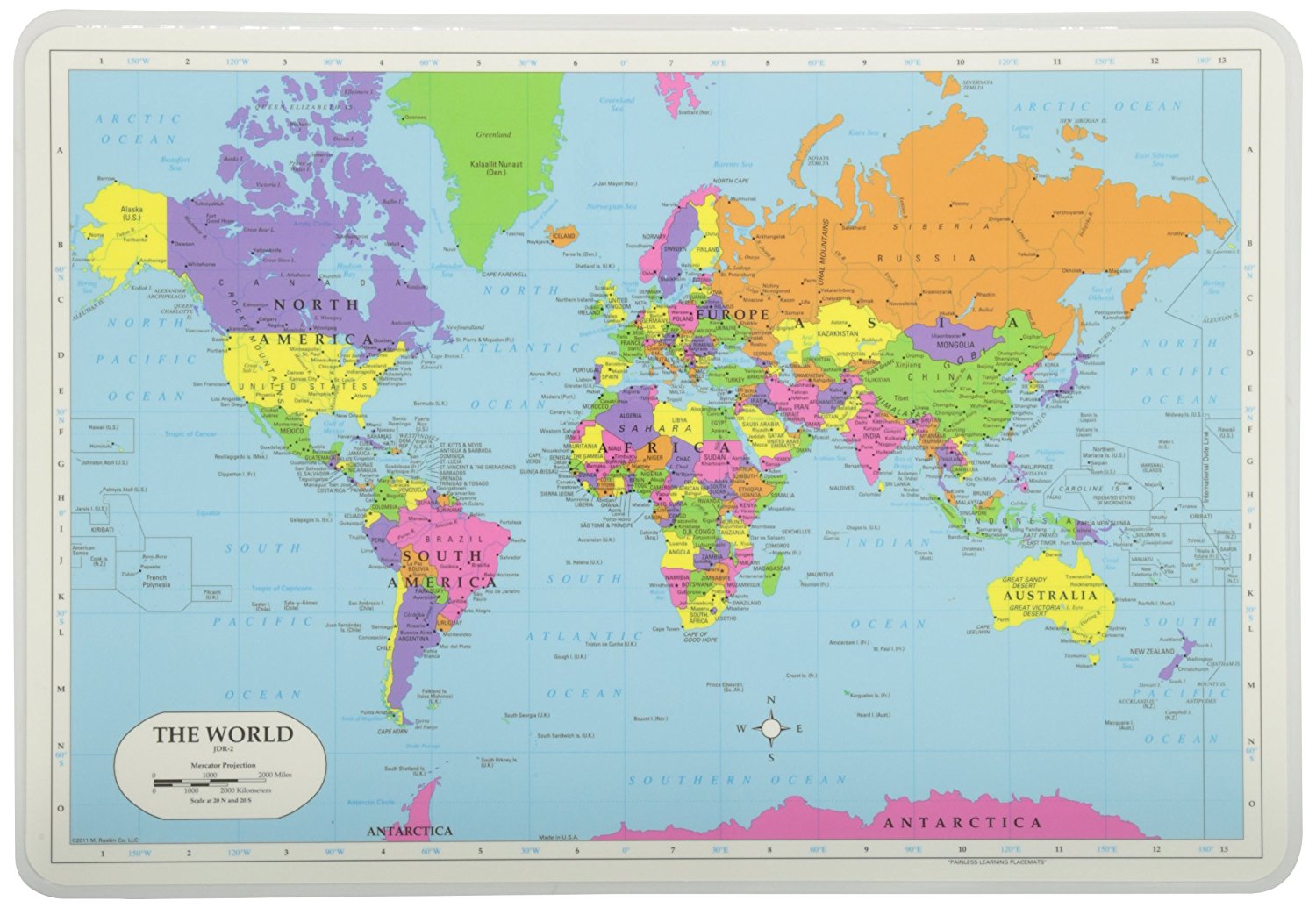 world map placemat