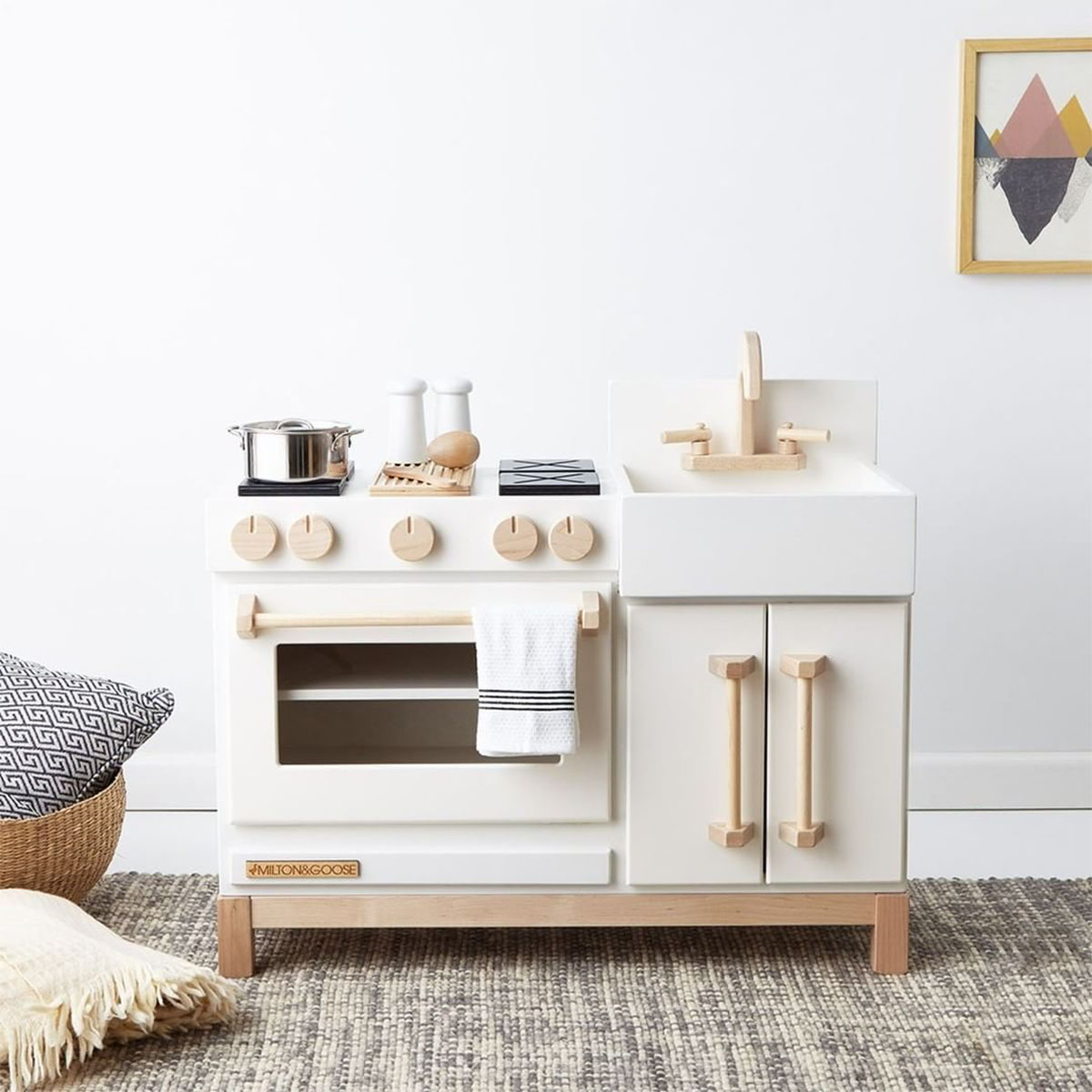 white wooden kids kitchen