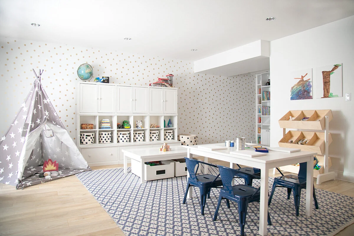 modern playroom storage