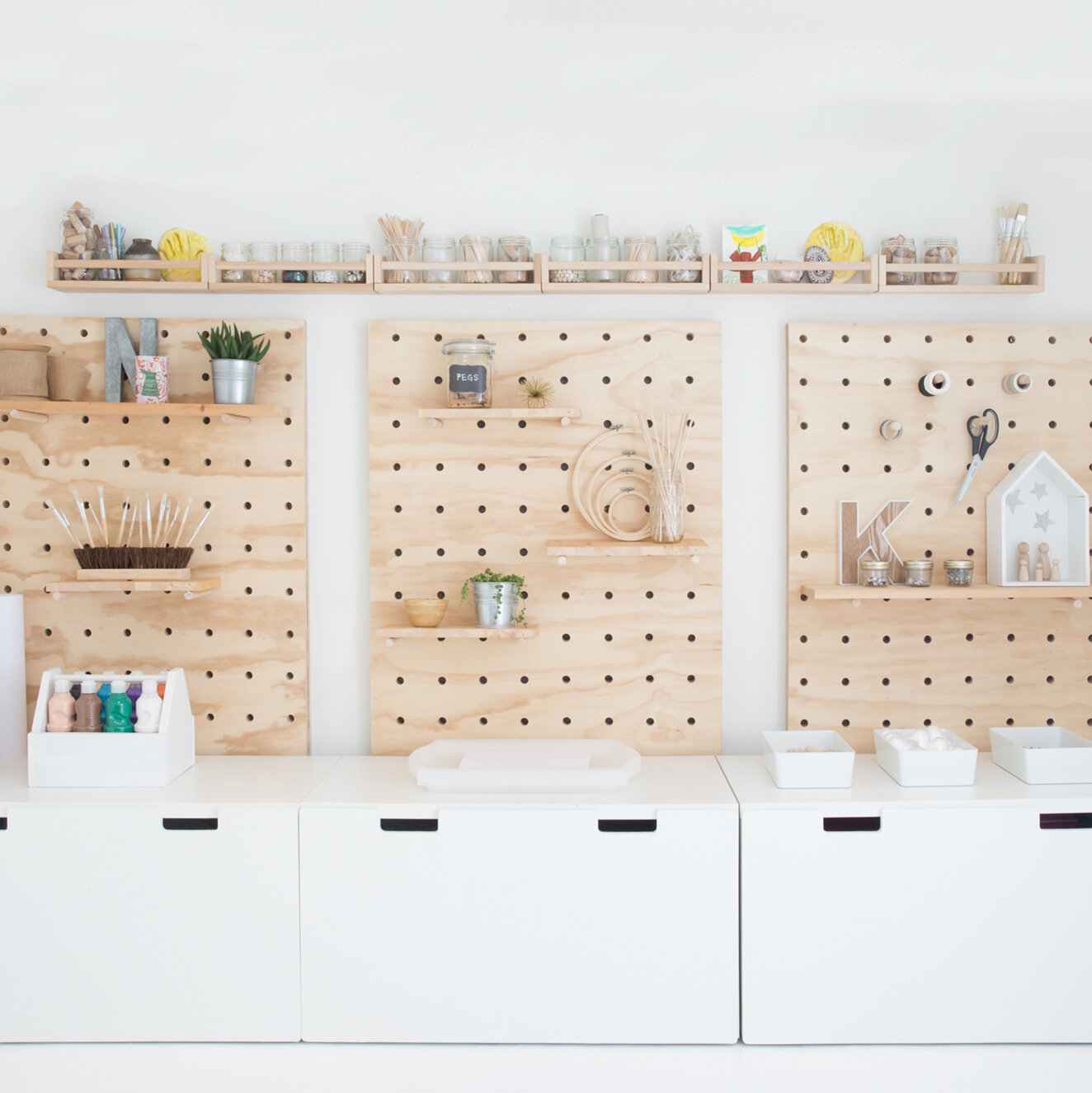 DIY Kids Art Studio Space with Pegboard Storage 