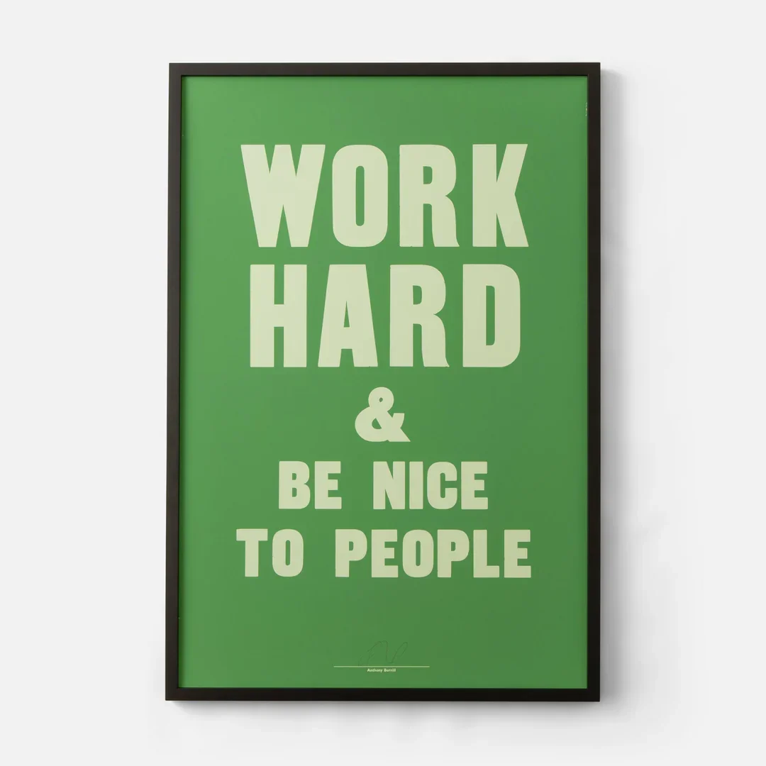 work hard print with frame