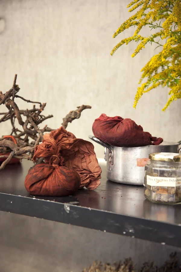 Bundles of madder root as part of our V&A working installation
