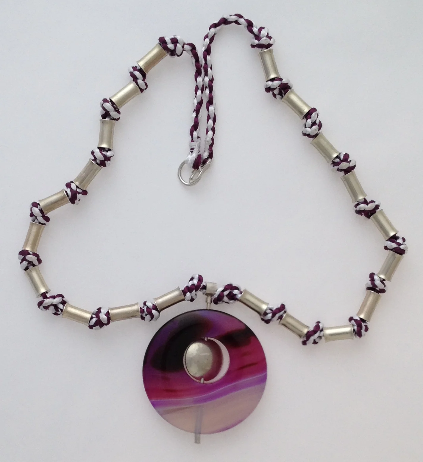 Purple Agate on Knotted Cord