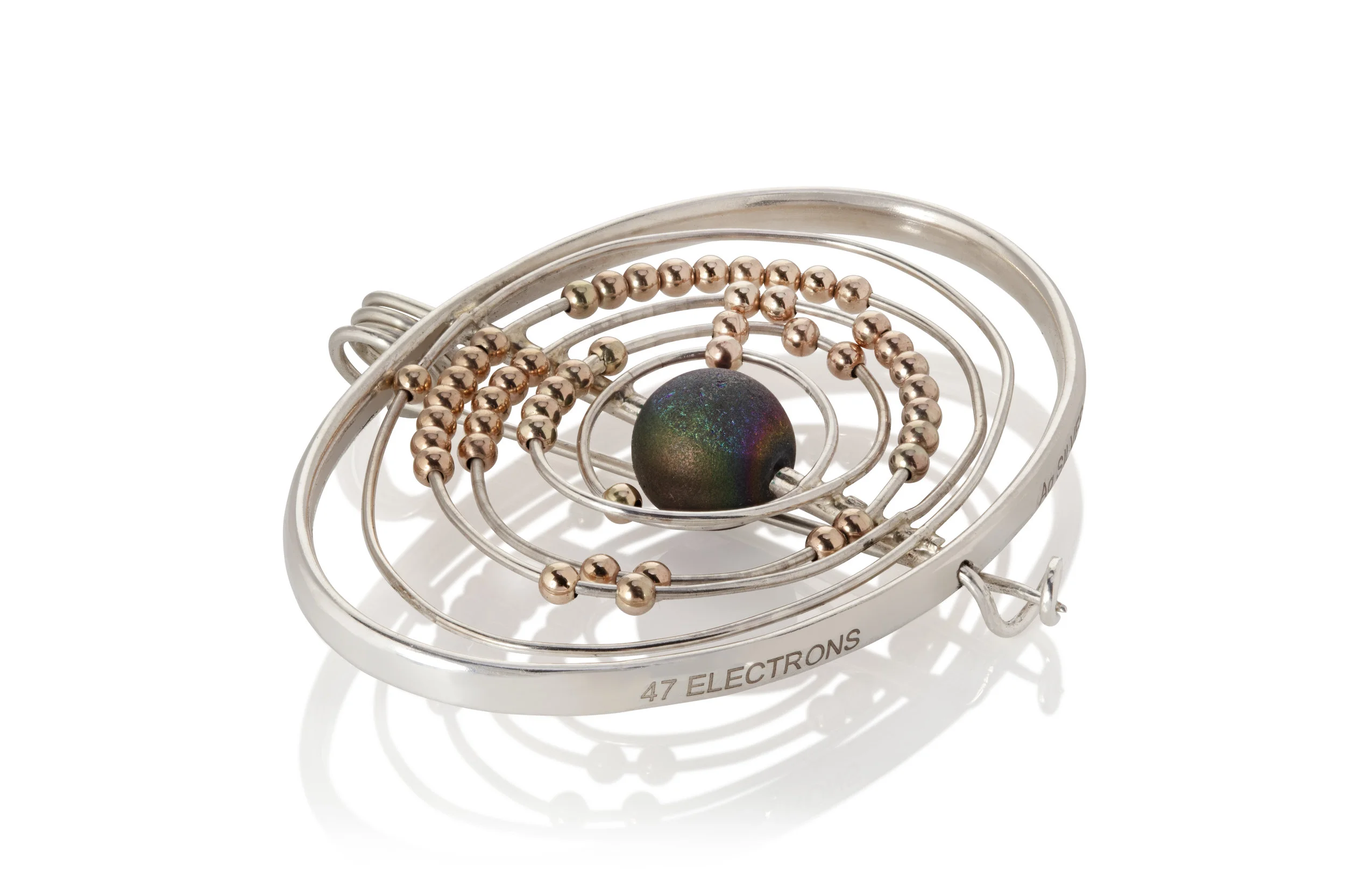 Silver Atom Brooch