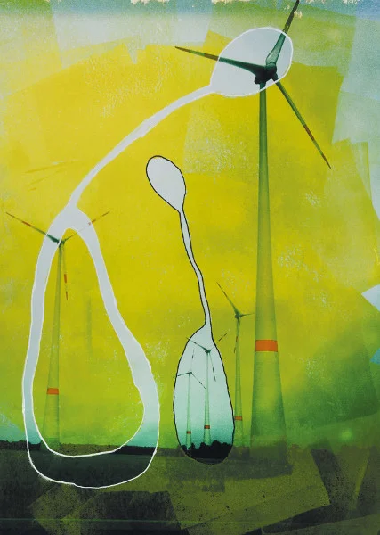 "Good Energy" by Kelly O'Brien (2014). Mixed media on paper, 70 x 50 cm.