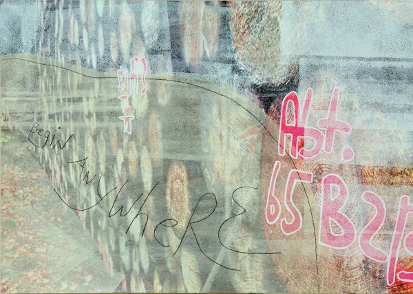 "Begin Anywhere" by Kelly O'Brien (2014). Mixed media on paper, 50 x 70 cm.